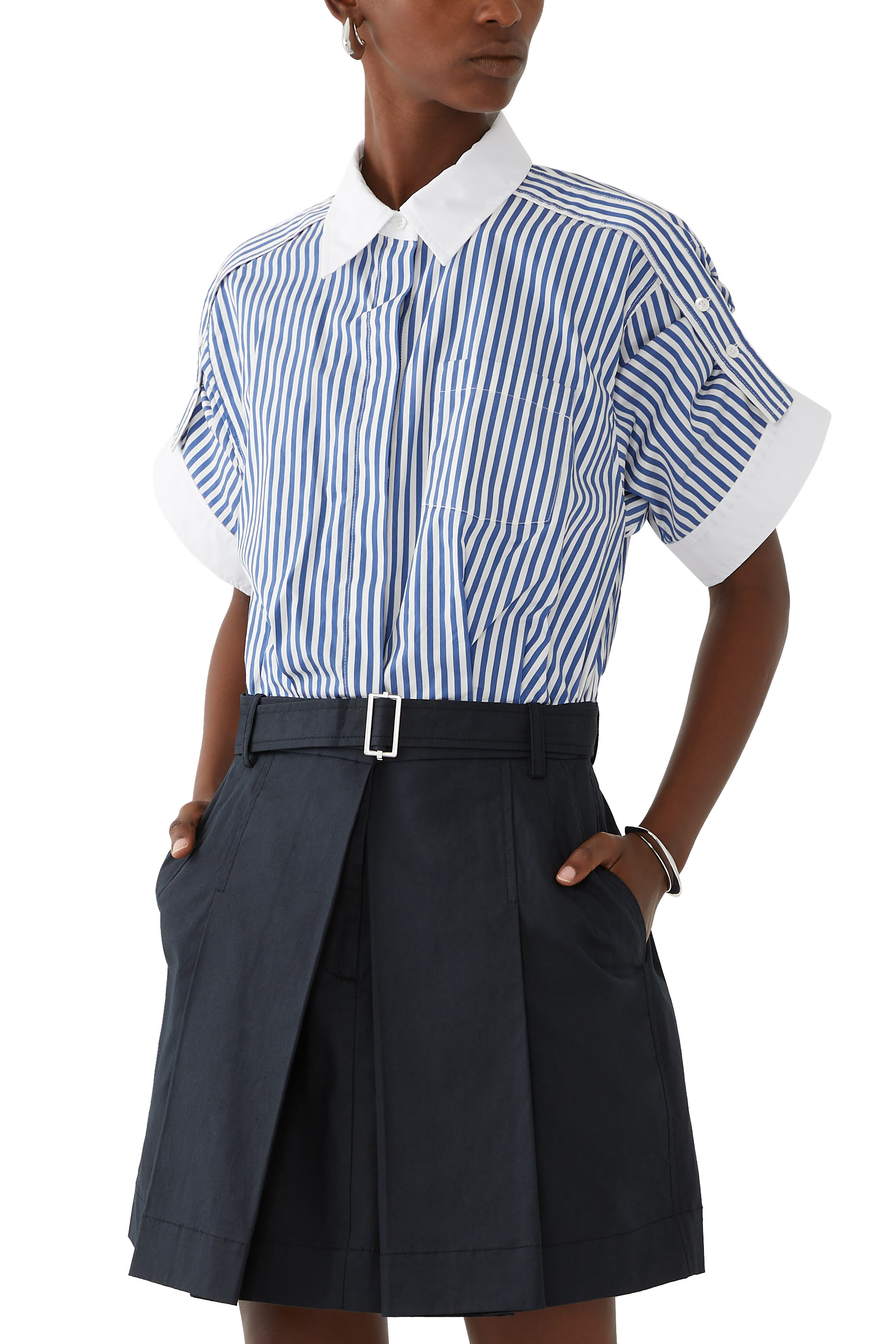 Shirt Combo Dress with Pleated Skirt