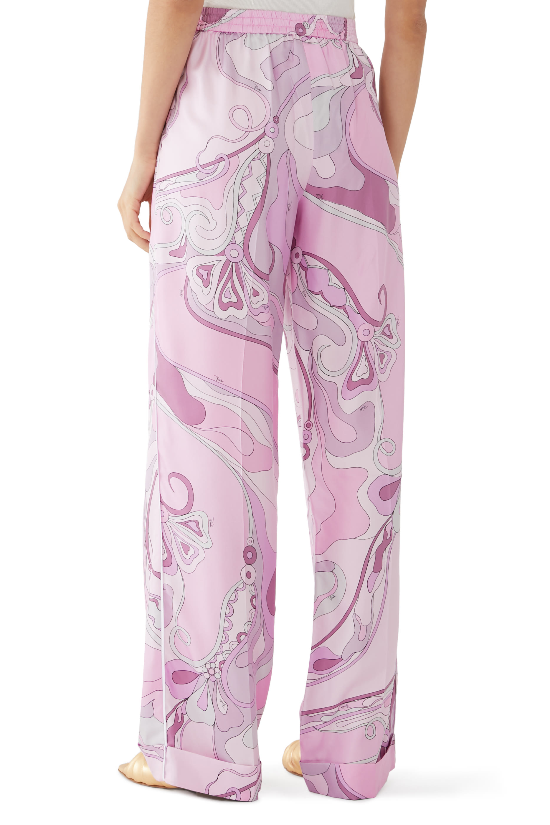Orchidee-Print Silk-Twill Trousers