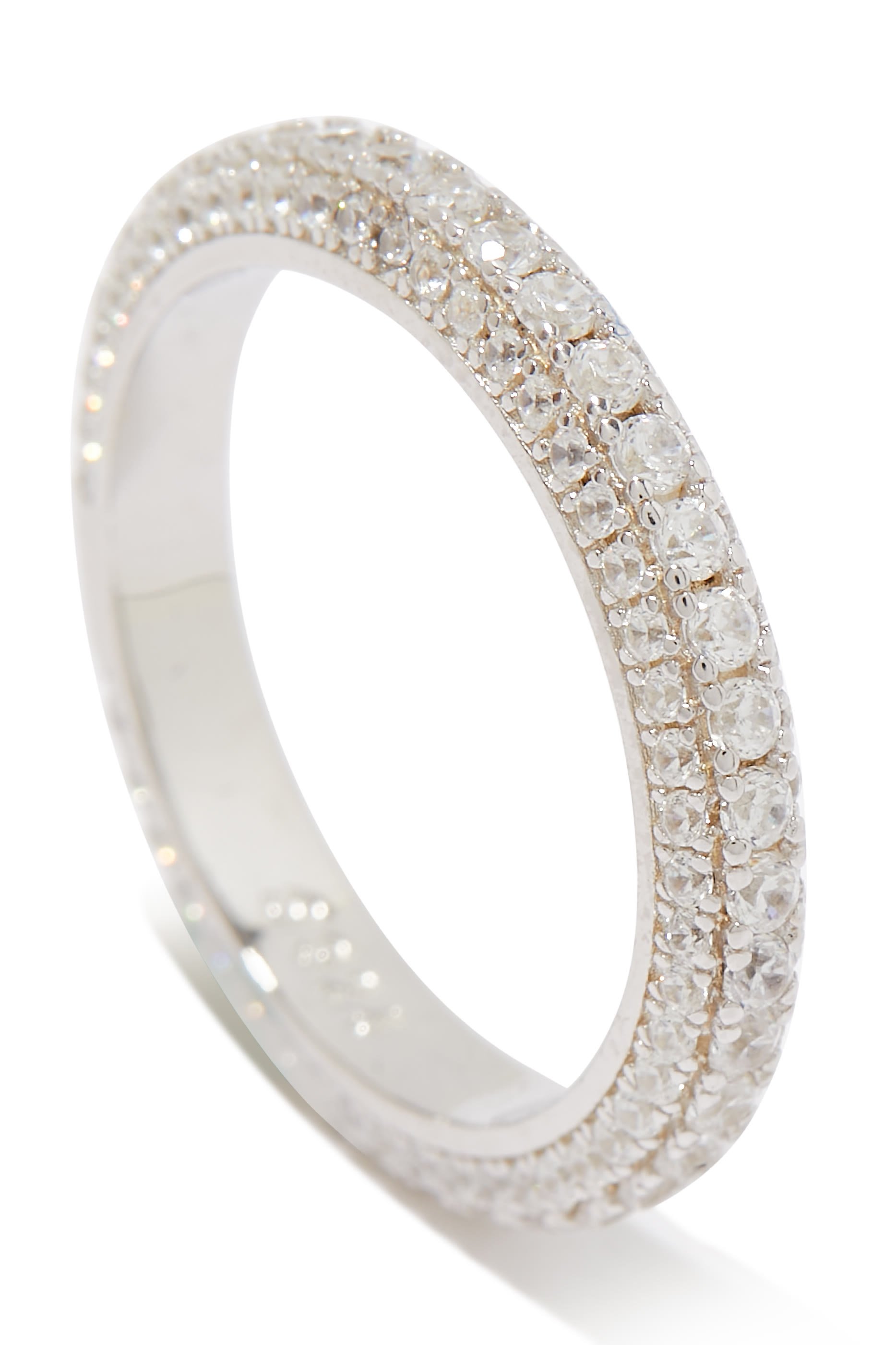 Tennis Diamond Ring, Sterling Silver with Cubic Zirconia & AAAA+