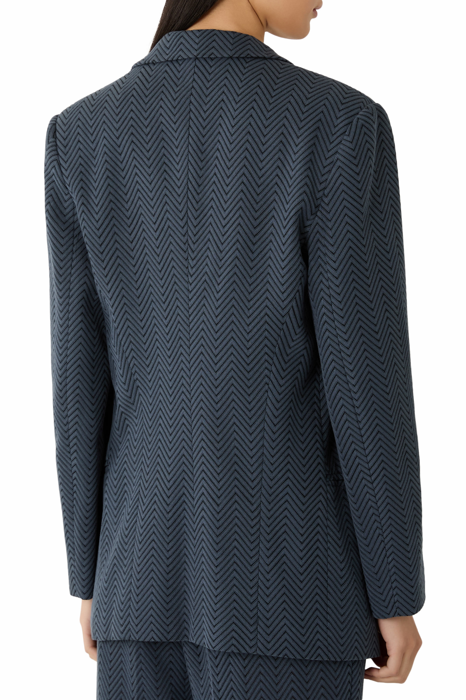 Zigzag Pattern Single-Breasted Blazer