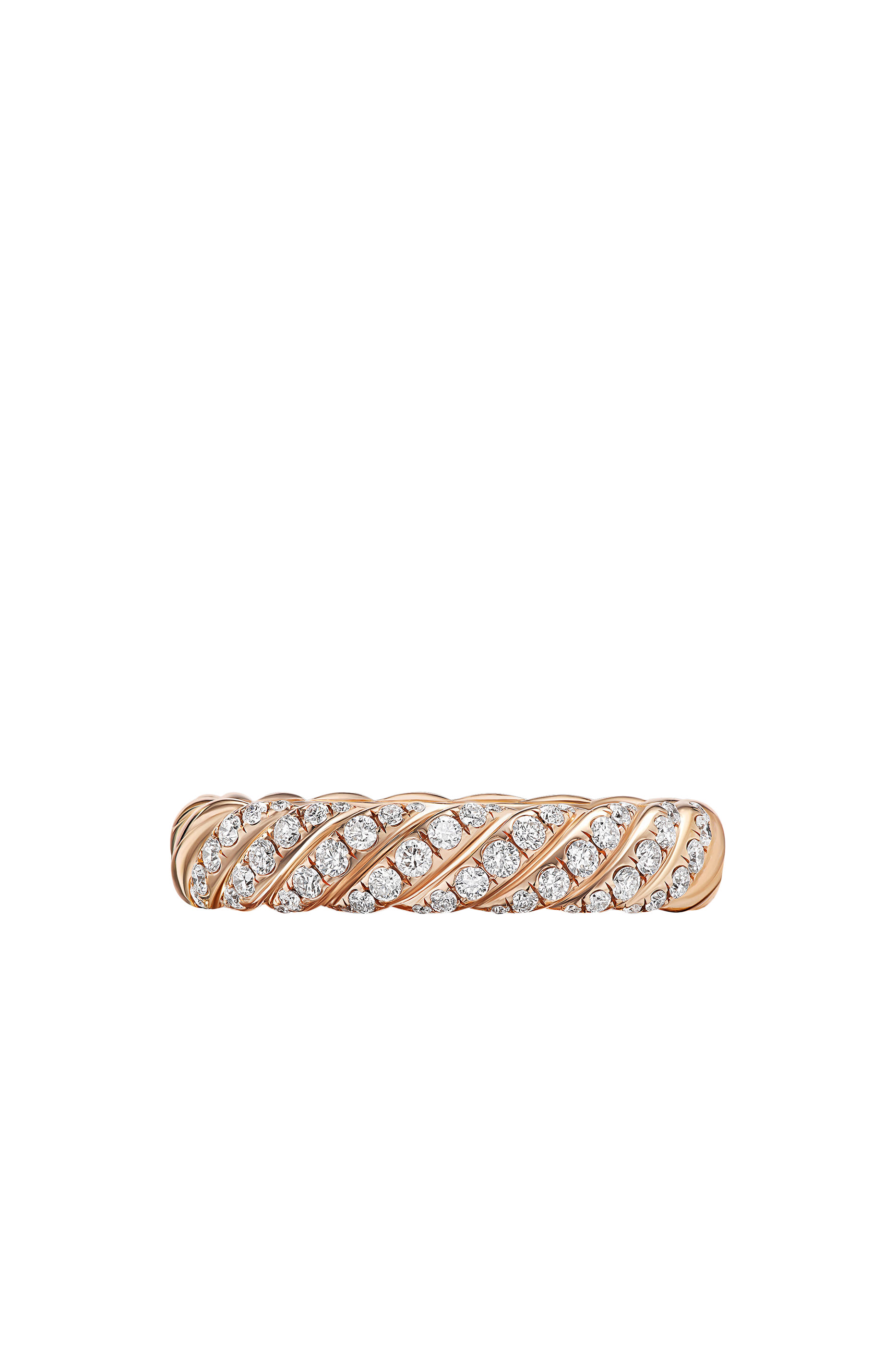 Sculpted Cable Ring, 18k Rose Gold & Diamonds