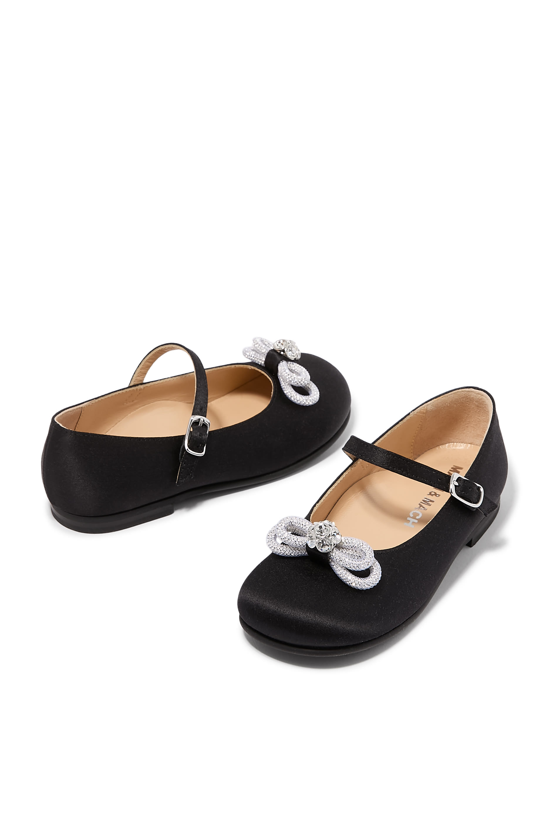 Kids Double Bow Satin Mini Ballerinas 