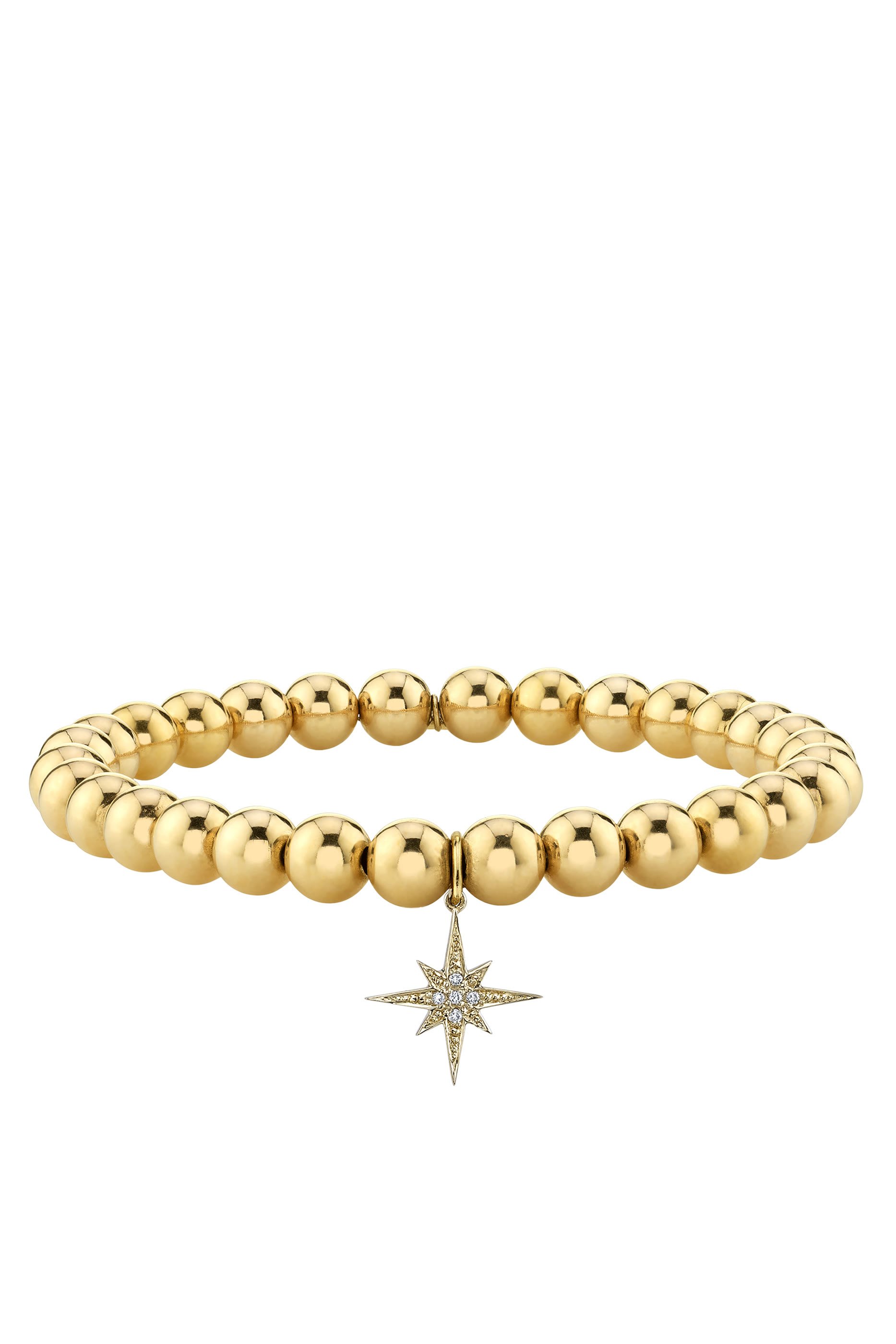 Starburst Charm Beaded Bracelet, 14K Yellow Gold & Diamonds