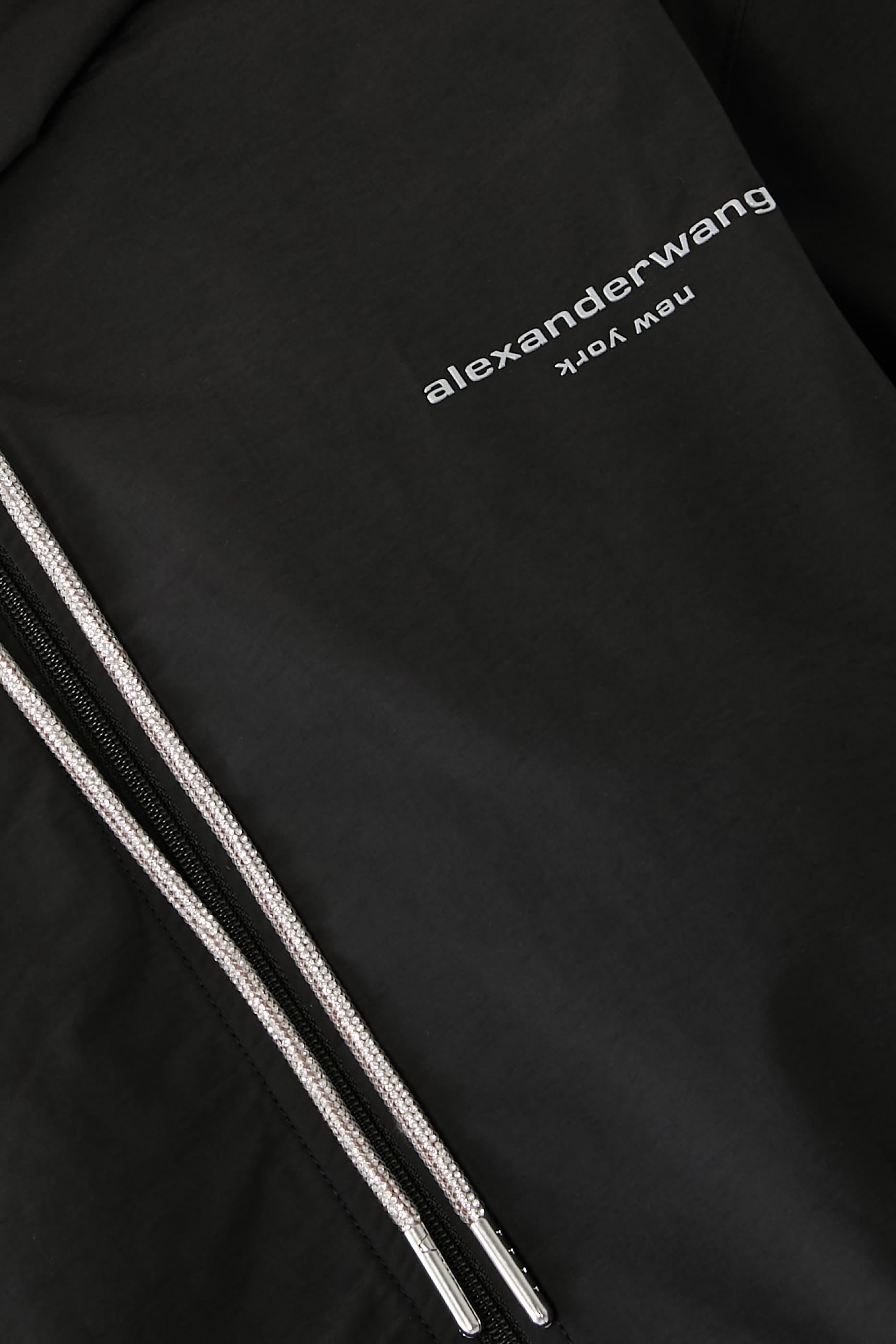 Cropped Zip-Up Hoodie with Crystal Drawcord