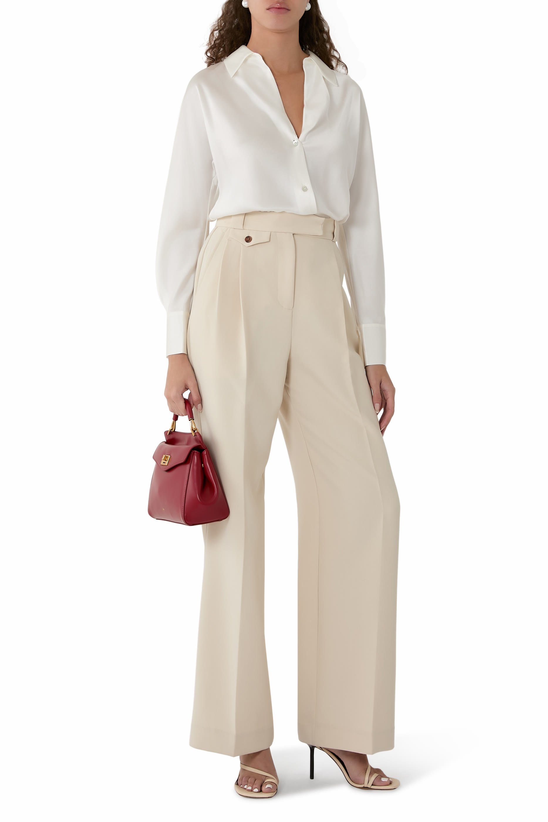 Silk Bias Long-Sleeve Blouse 