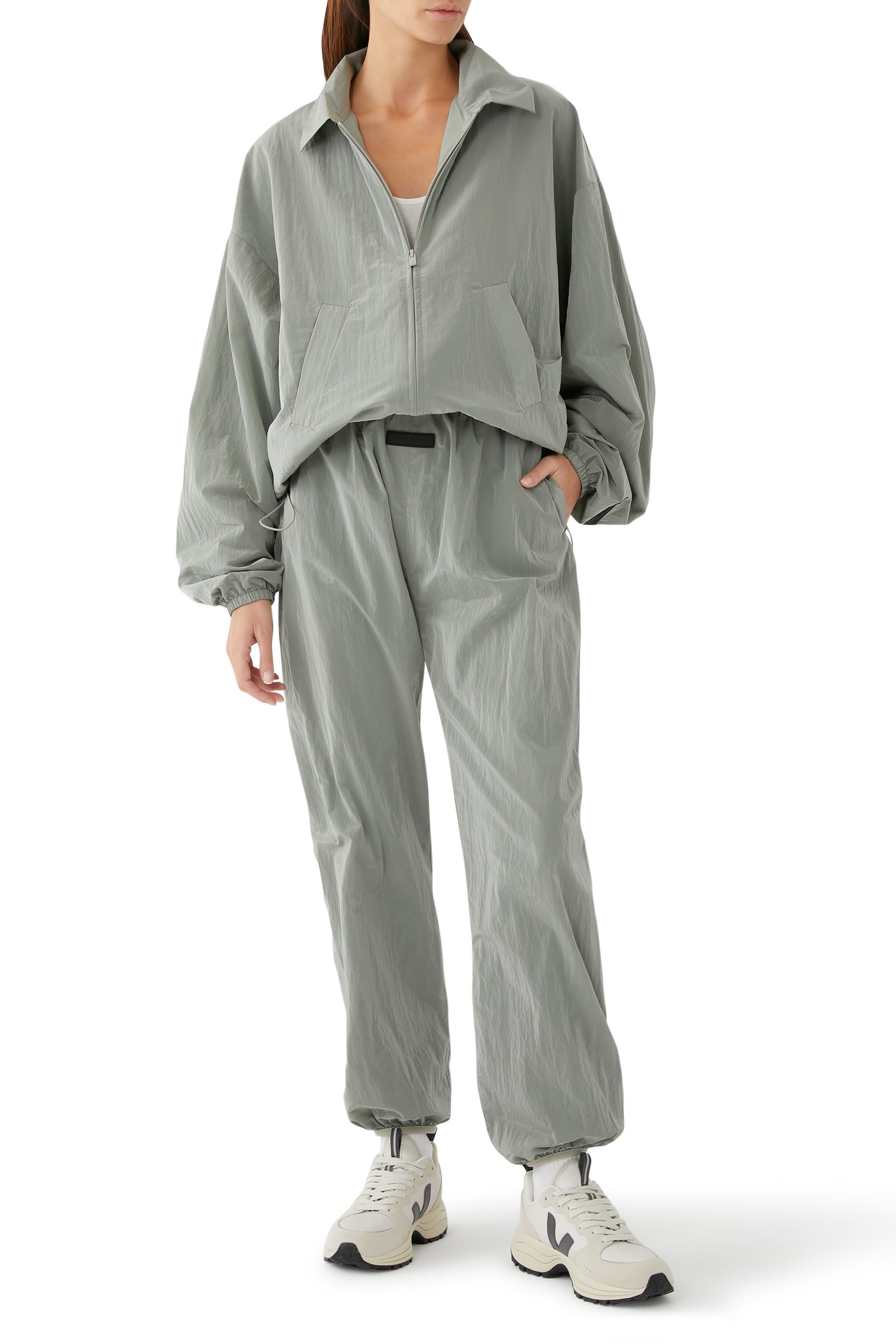 Crinkle Nylon Shell Bomber Jacket