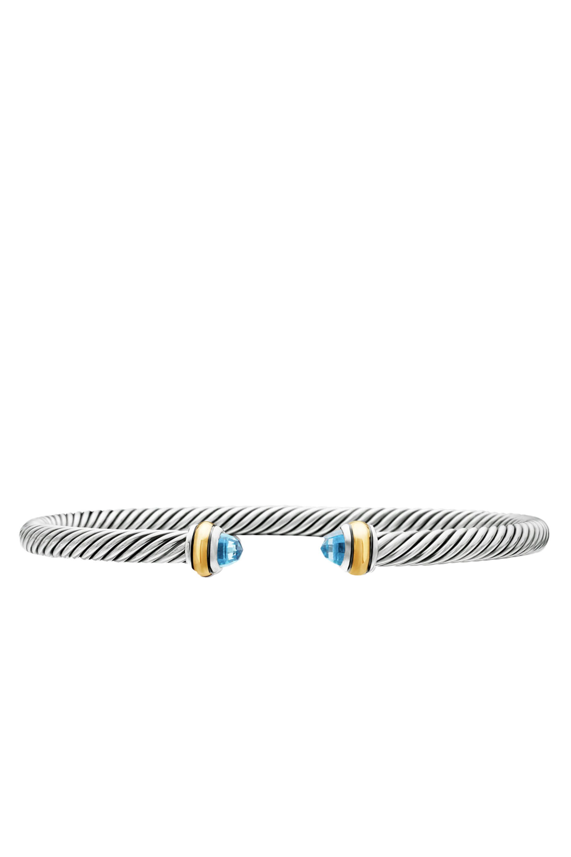 Classic Cable Bracelet, 18K Yellow Gold with Sterling Silver & Blue Topaz