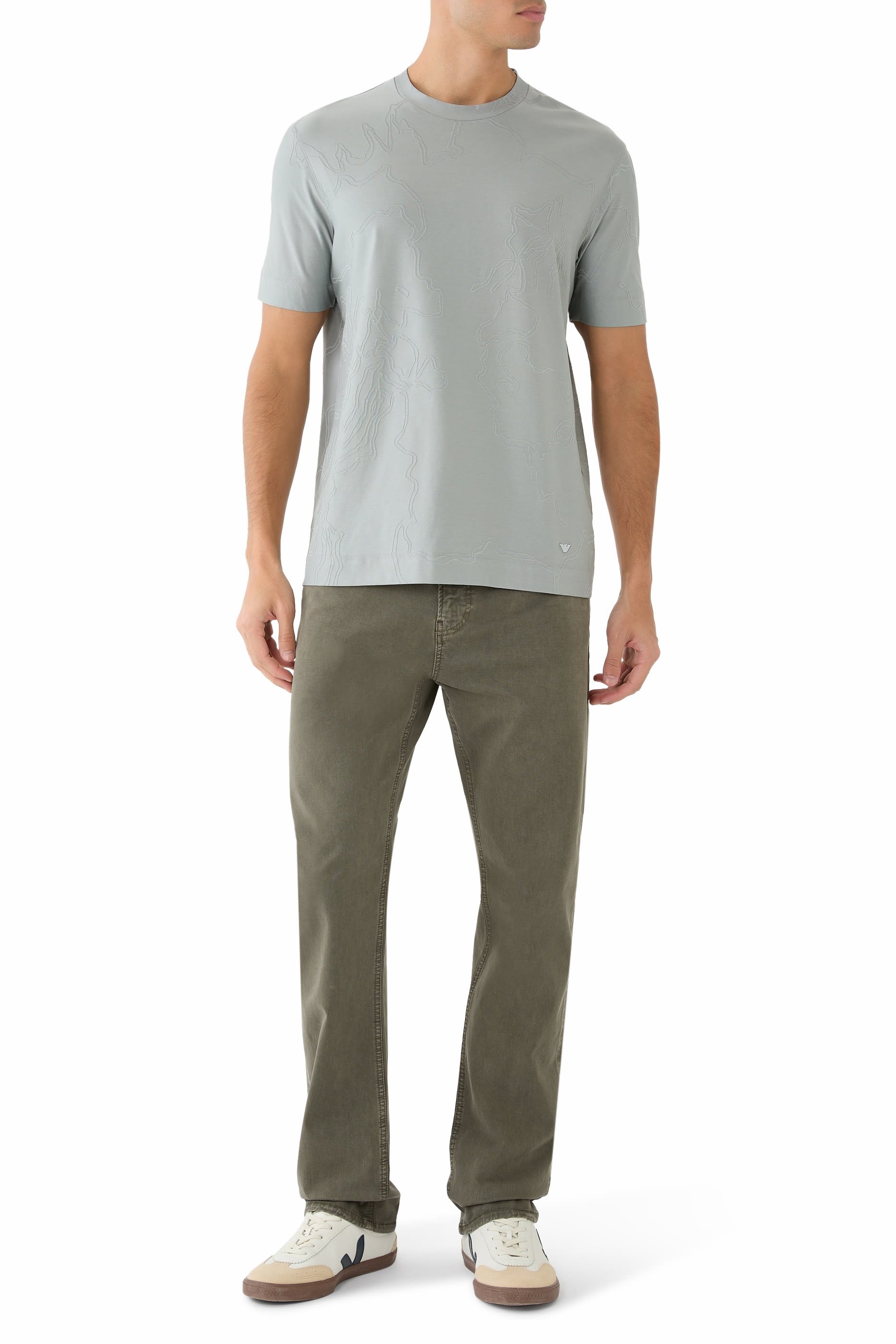 Silk Jersey T-Shirt with Mesh Detail 