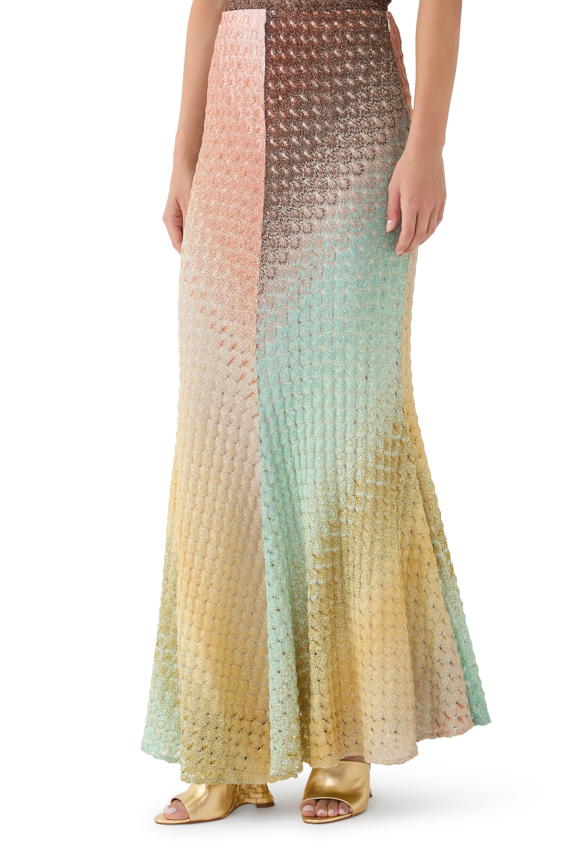 Ombre Degrade Lace Raschel Maxi Skirt