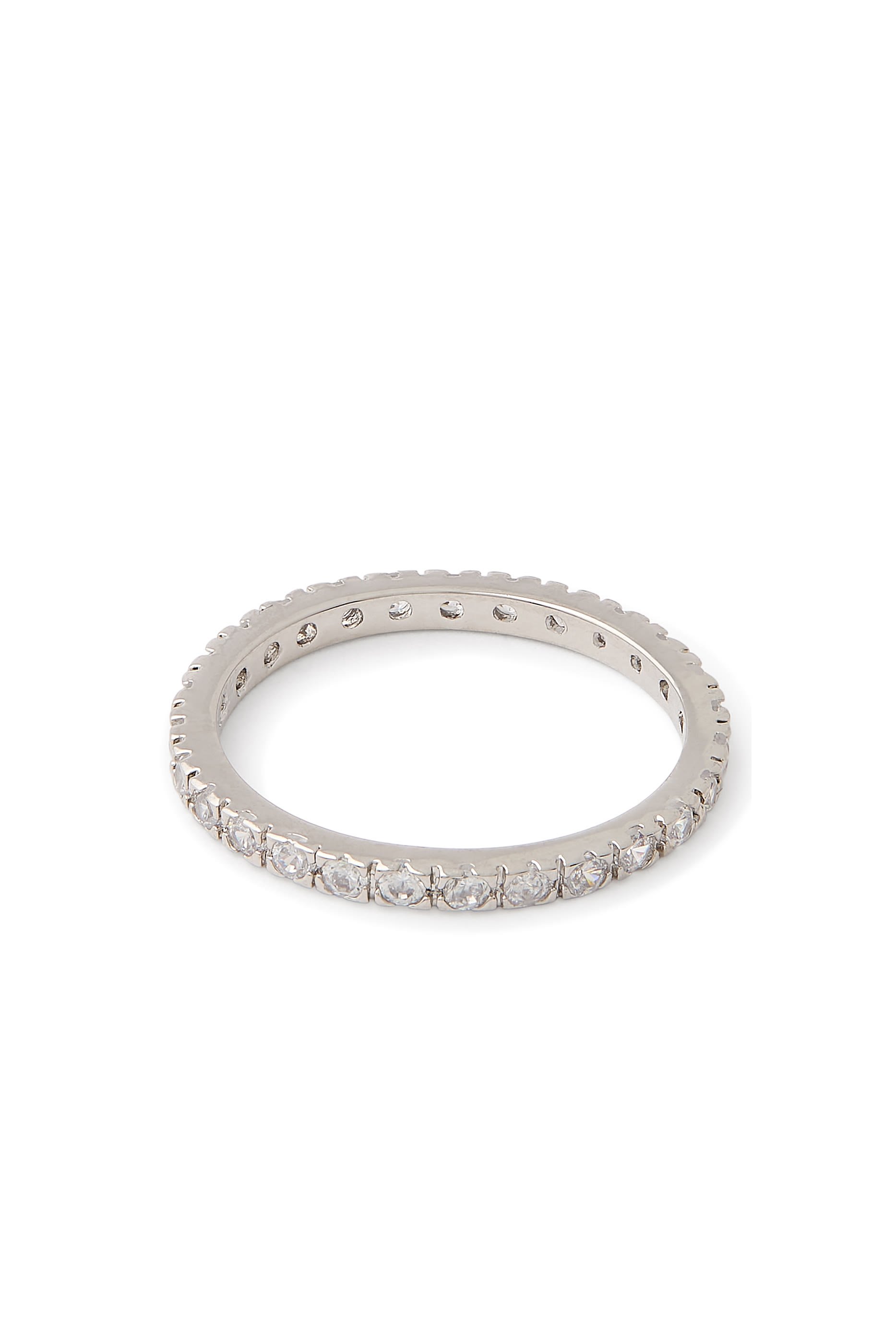  Classic Round Eternity Band, Rhodium Plated Brass & Cubic Zirconia