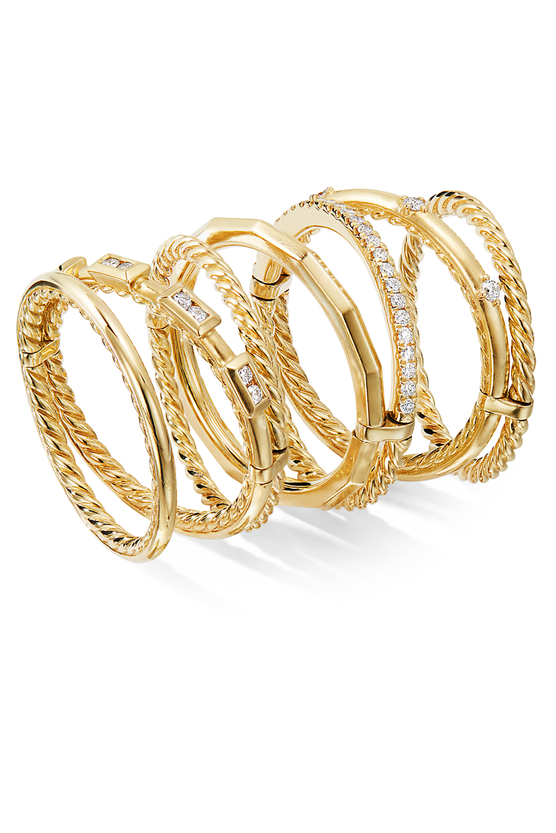Stax Seven Row Ring, 18k Yellow Gold, & Diamonds