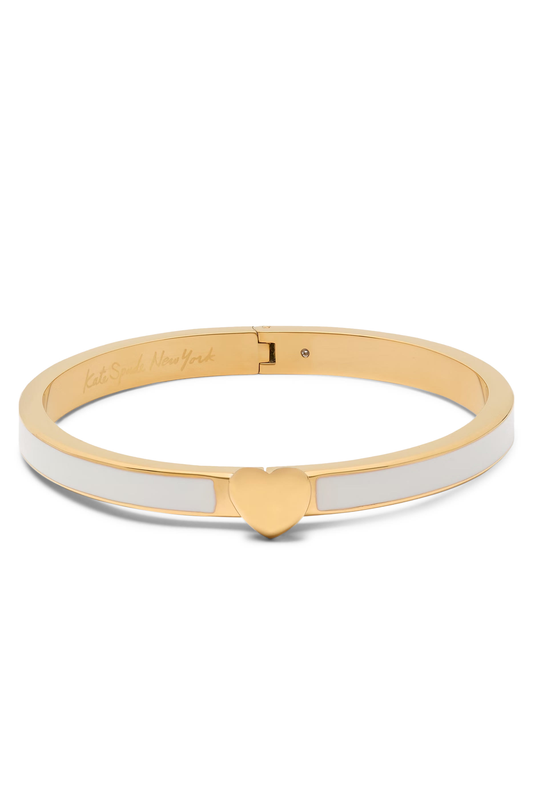 Heart You Enamel Hinged Bangle, Steel & Cubic Zirconia