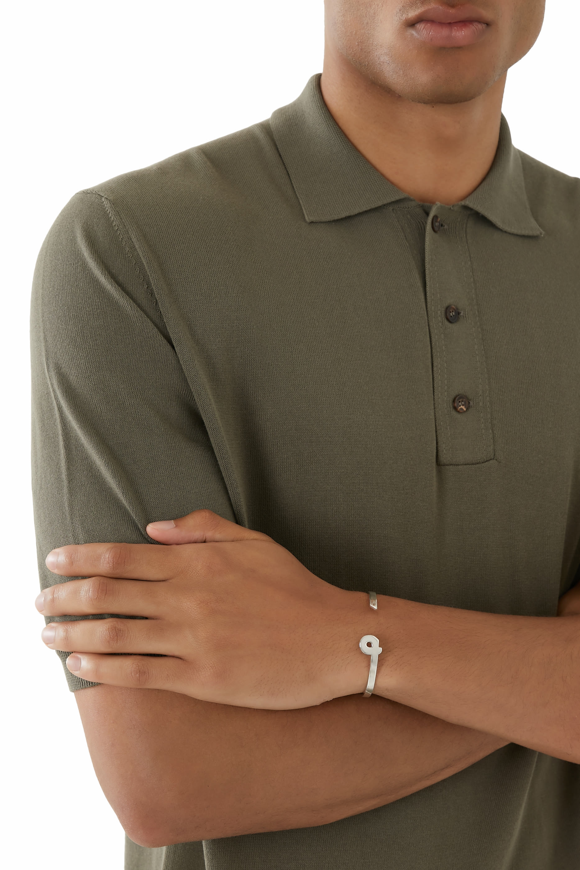 Letter Meem Bangle, Sterling Silver