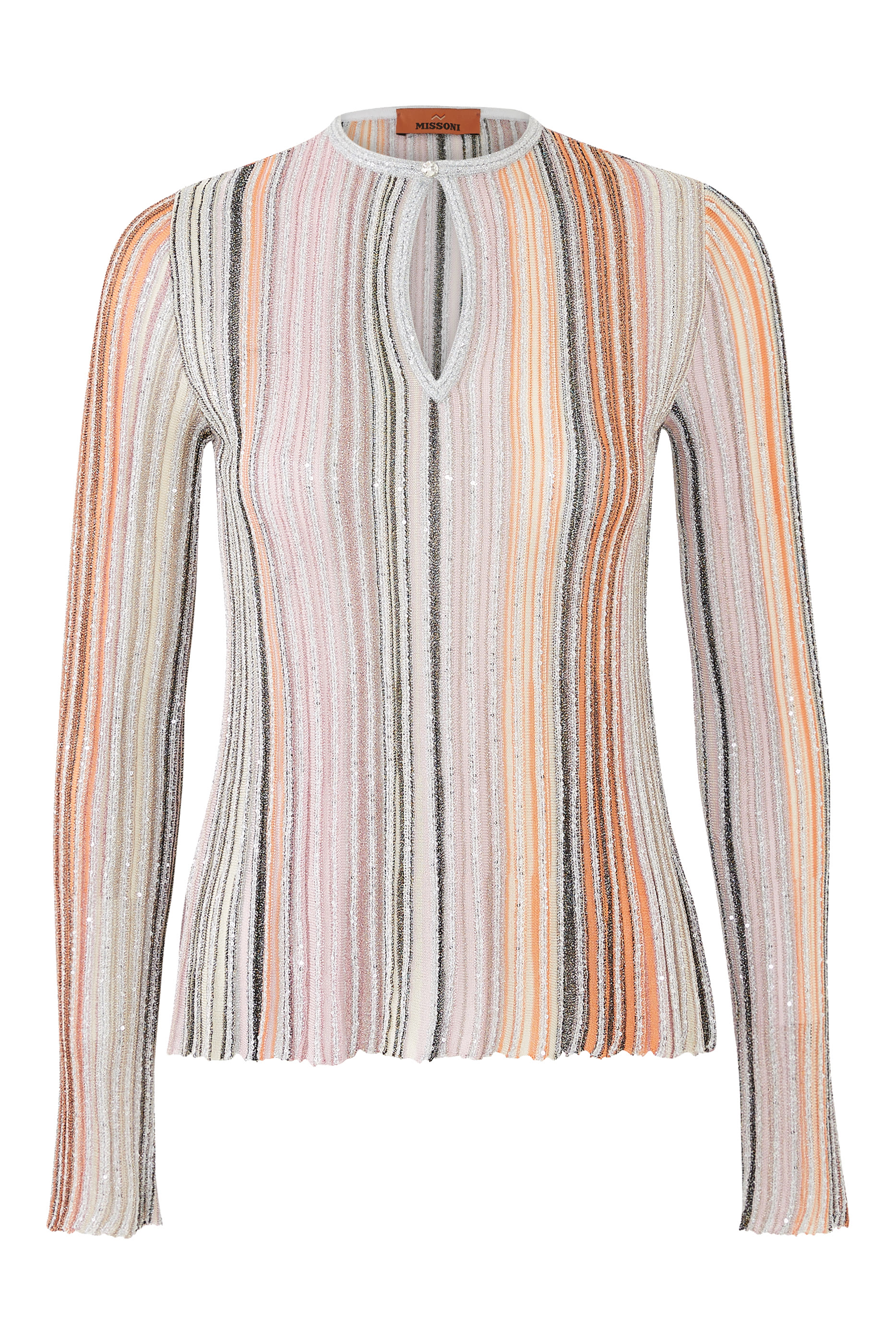 Partialized Sequinned Knit Long Sleeve Top 