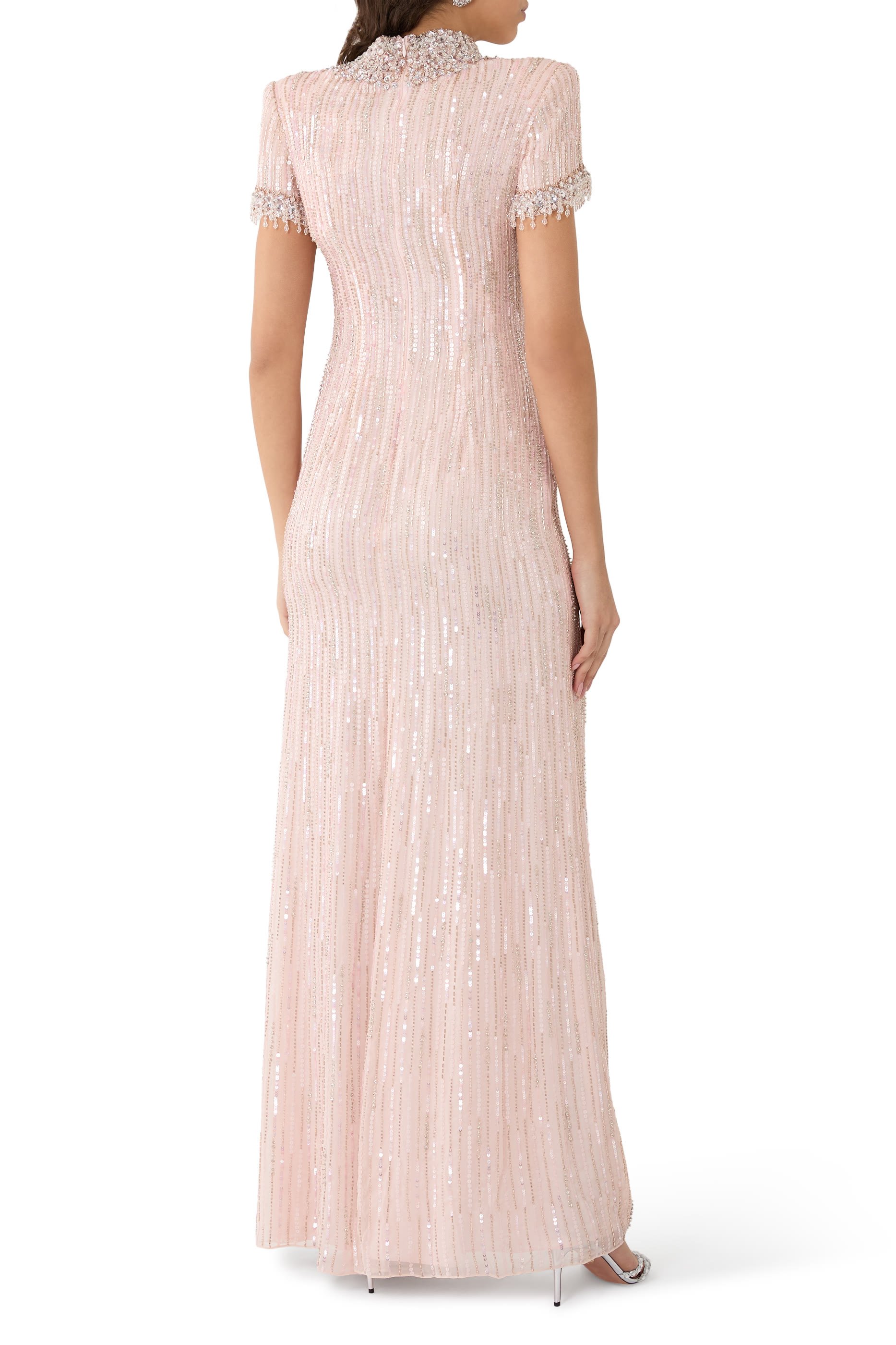 Madeleine Short Sleeve Beaded Gown