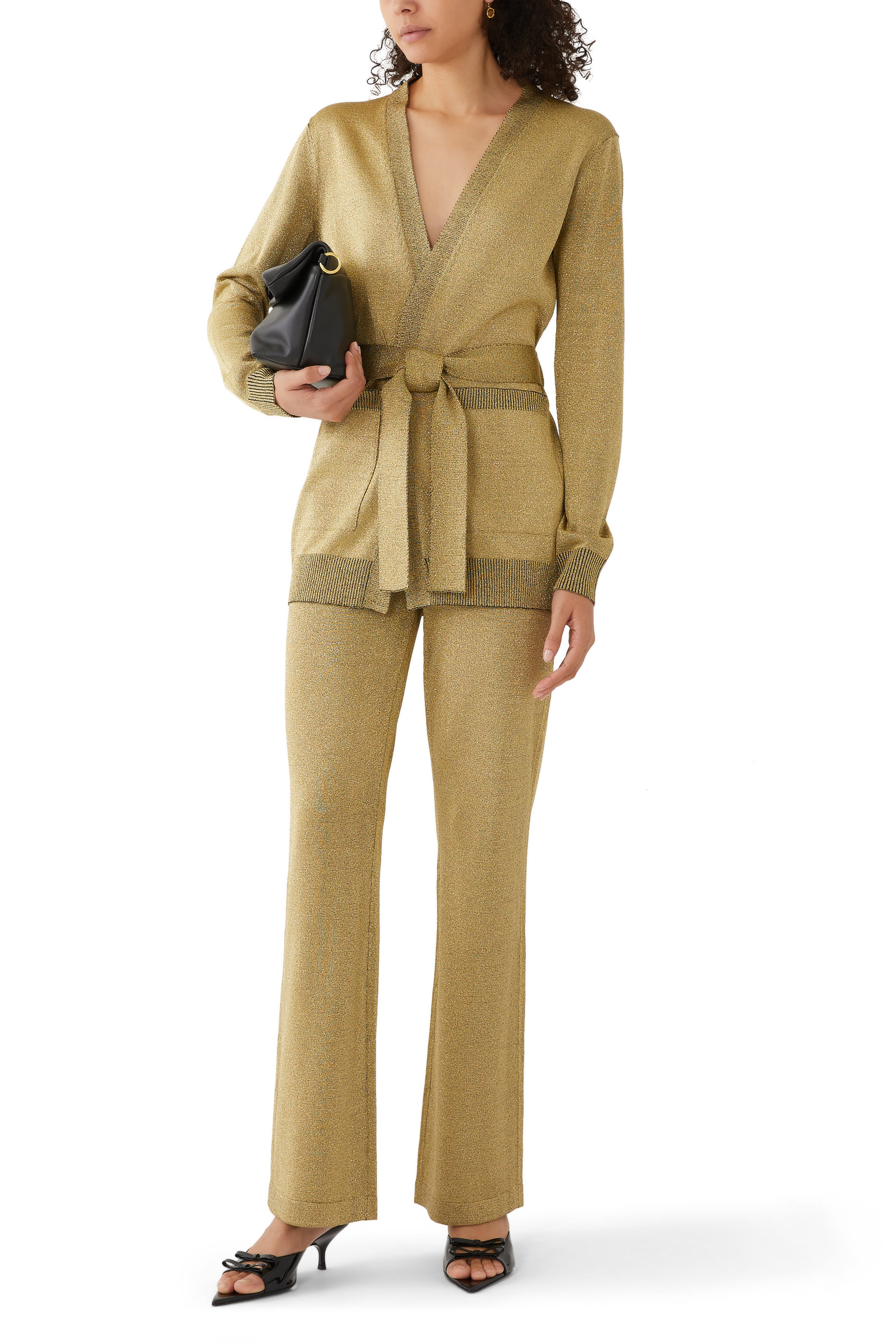 Vanise' Lurex Belted Cardigan