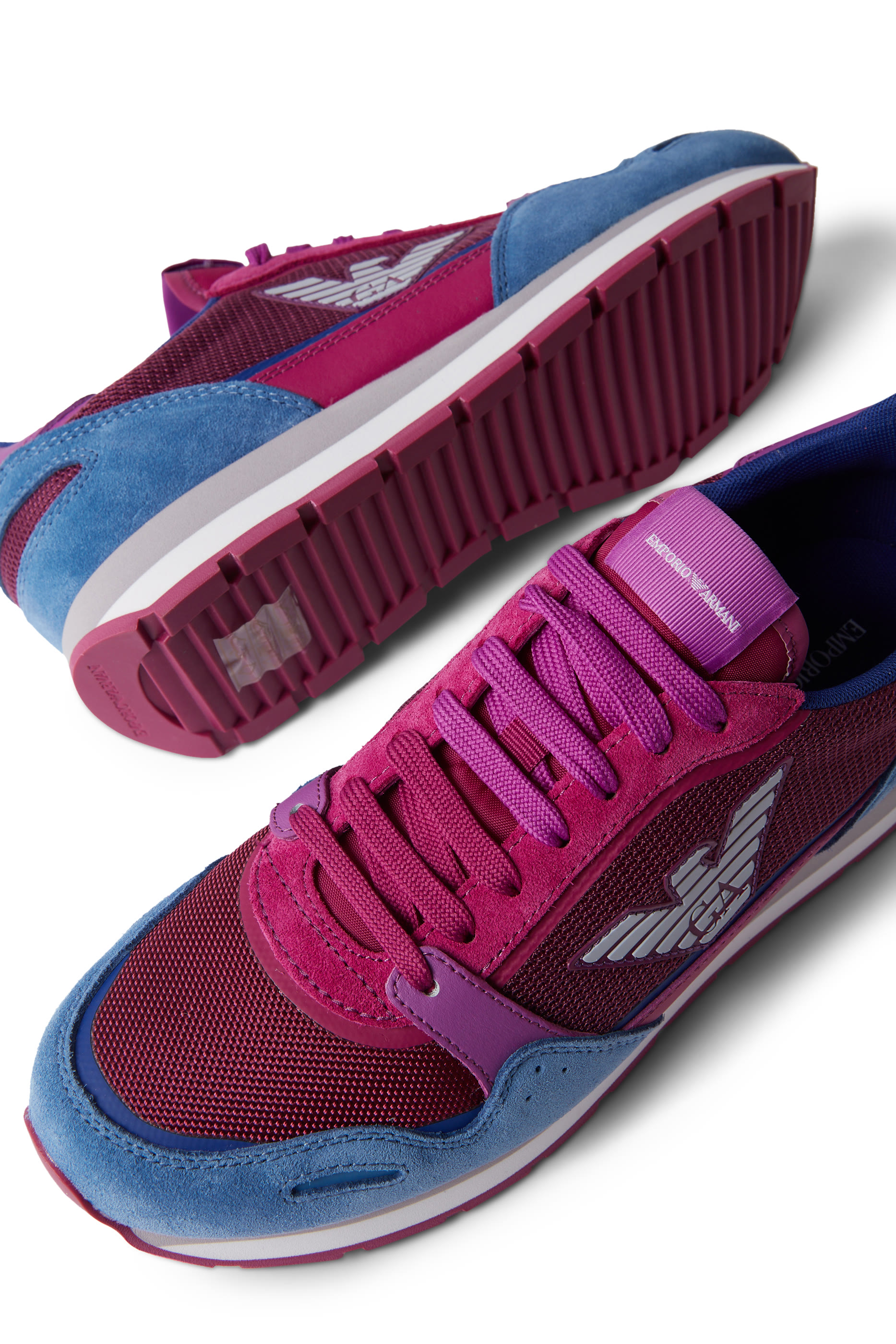 Mesh Suede Eagle Patch Sneakers