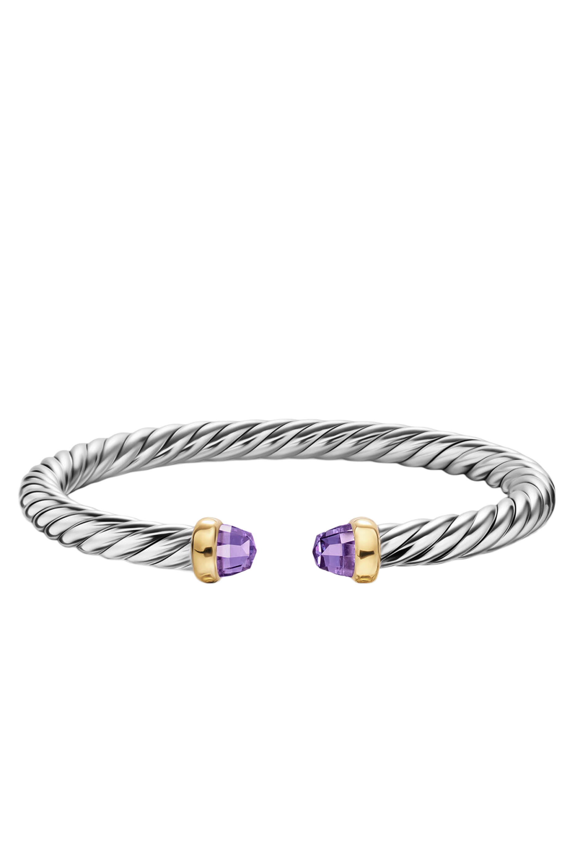 Cable Flex&reg; Bracelet, Sterling Silver, 14K Yellow Gold & Amethyst