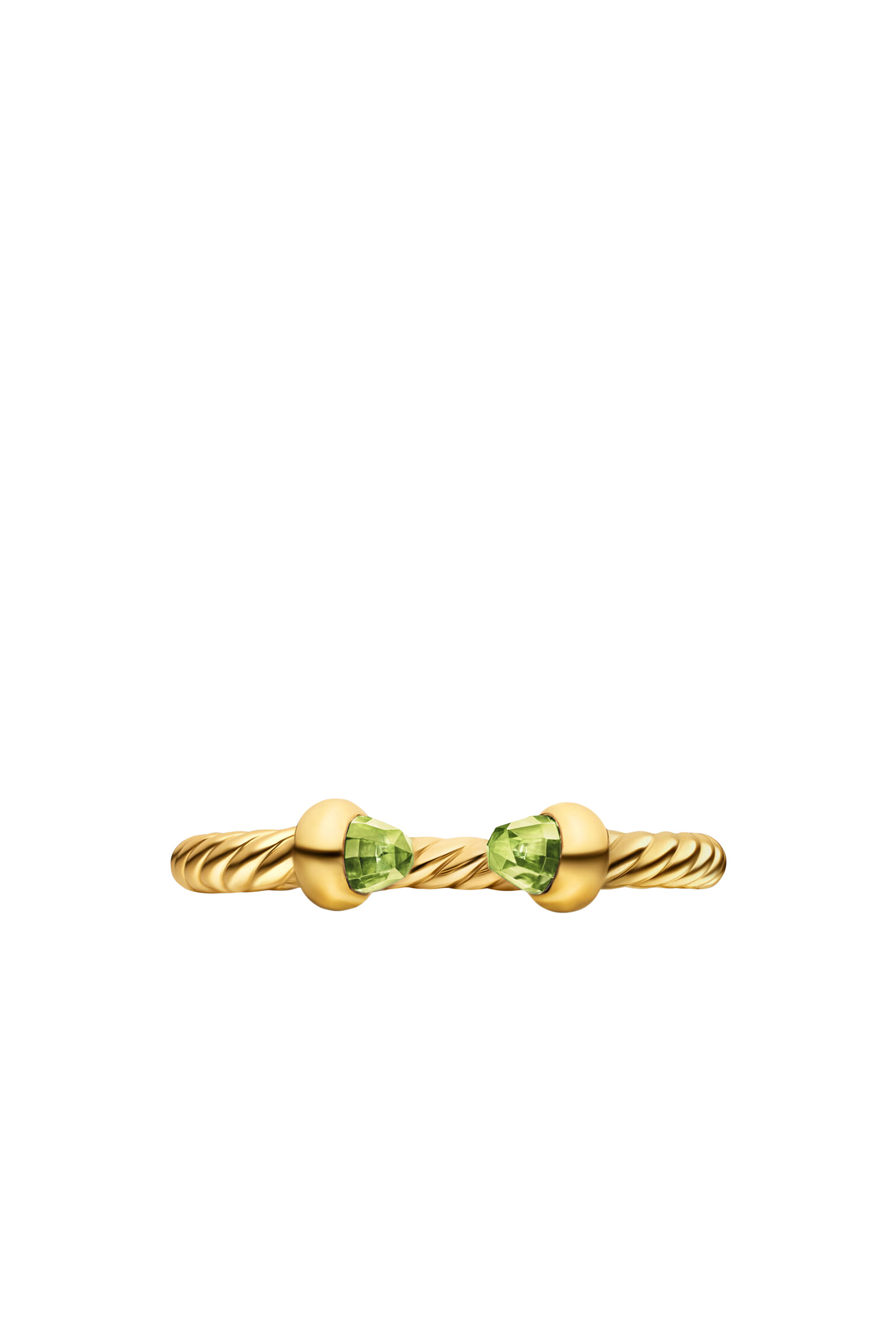 Micro Cablespira&reg; Flex Open Ring, 18k Yellow Gold with Peridot