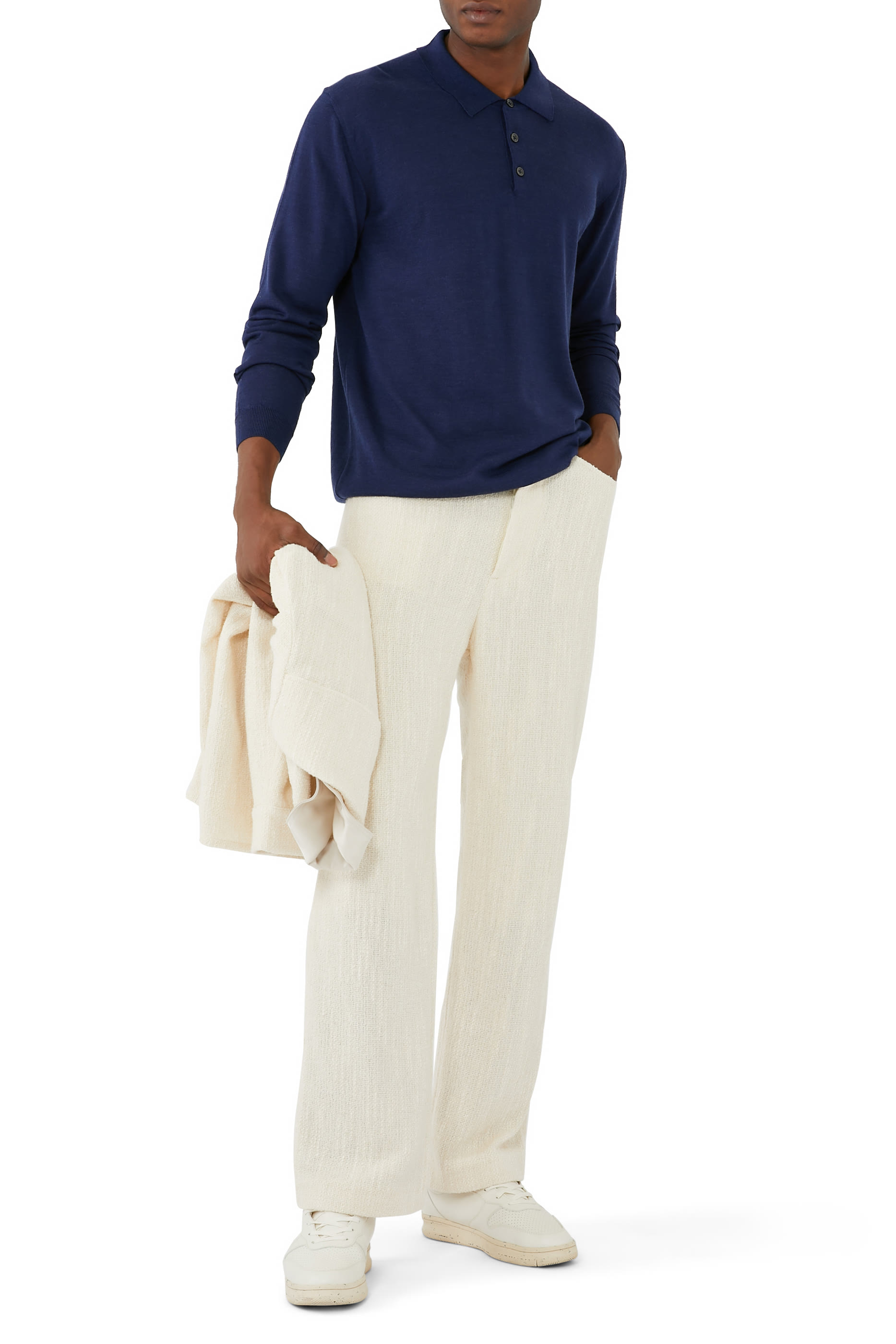 Long-Sleeve Knit Polo Shirt