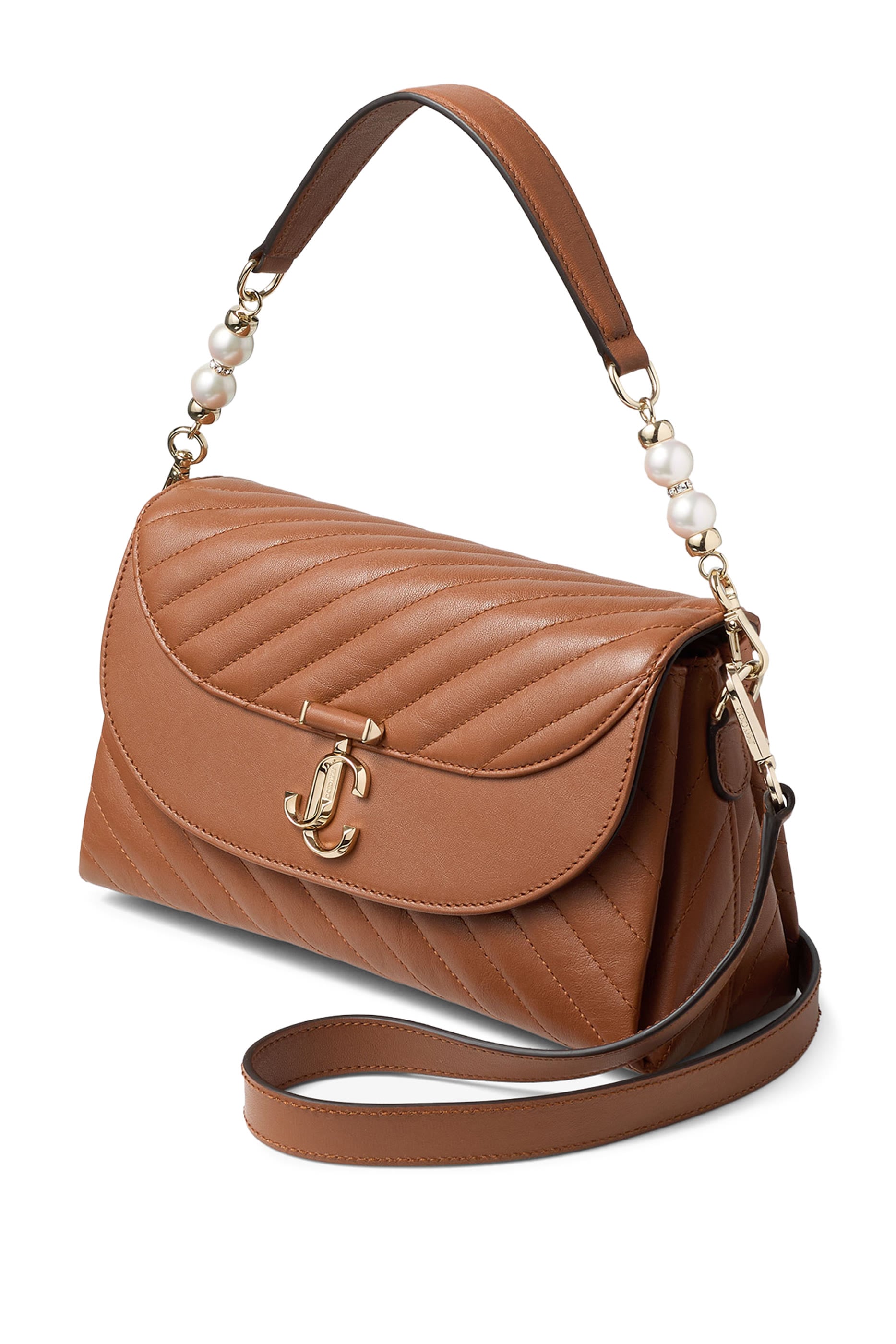 Curve Pearl-Detail Top-Handle Bag
