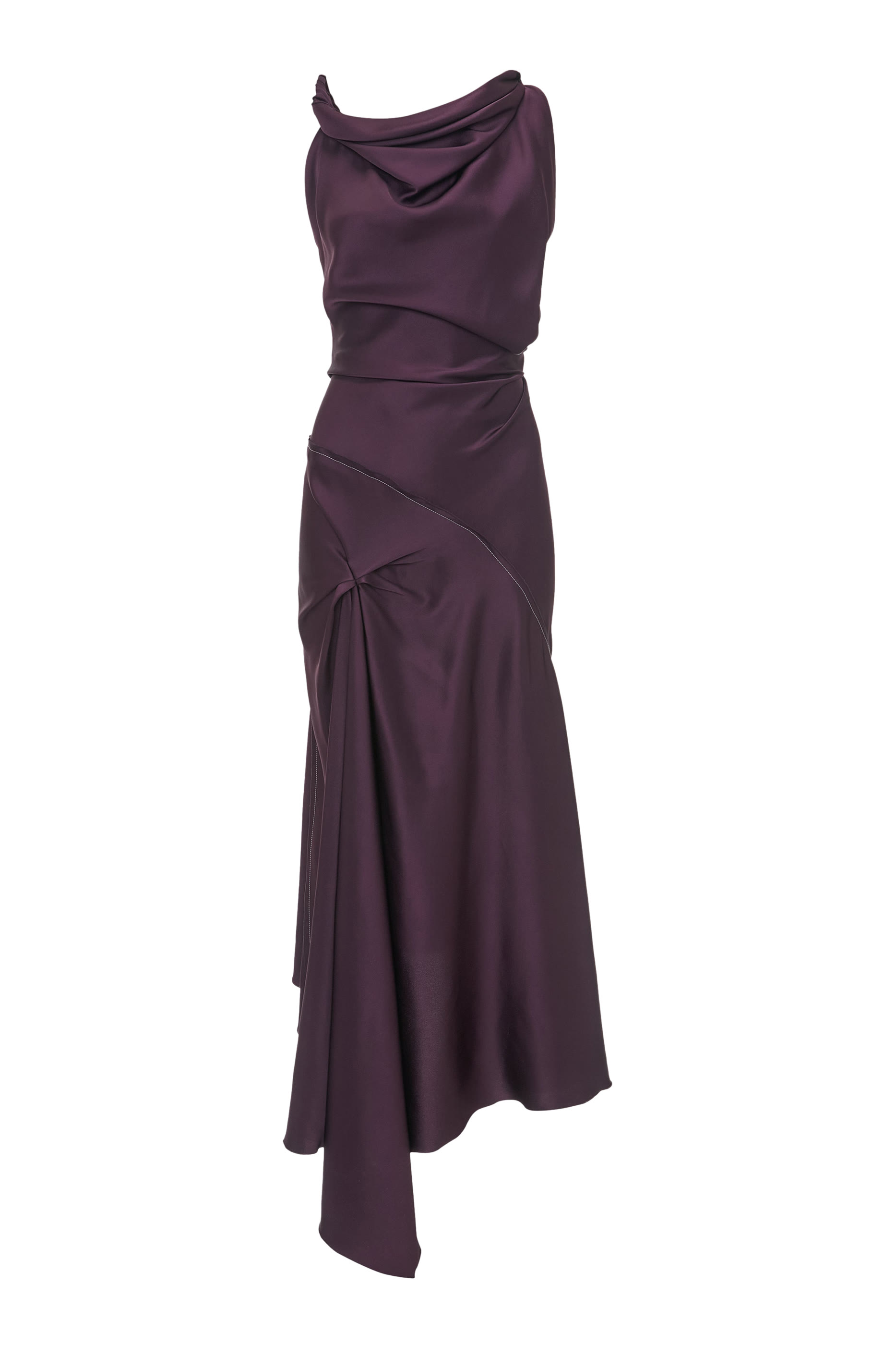 Asymmetric Draped Midi Dress