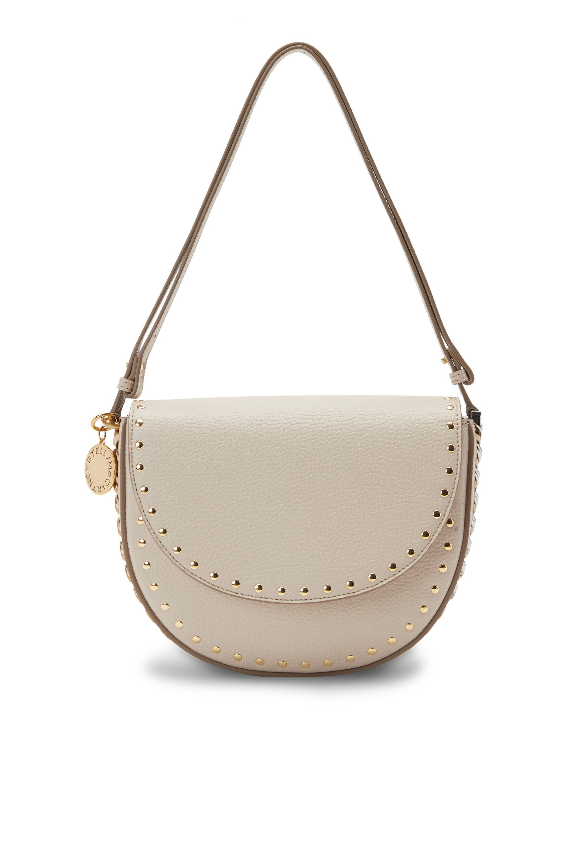 Frayme Studded Grainy Medium Flap Shoulder Bag
