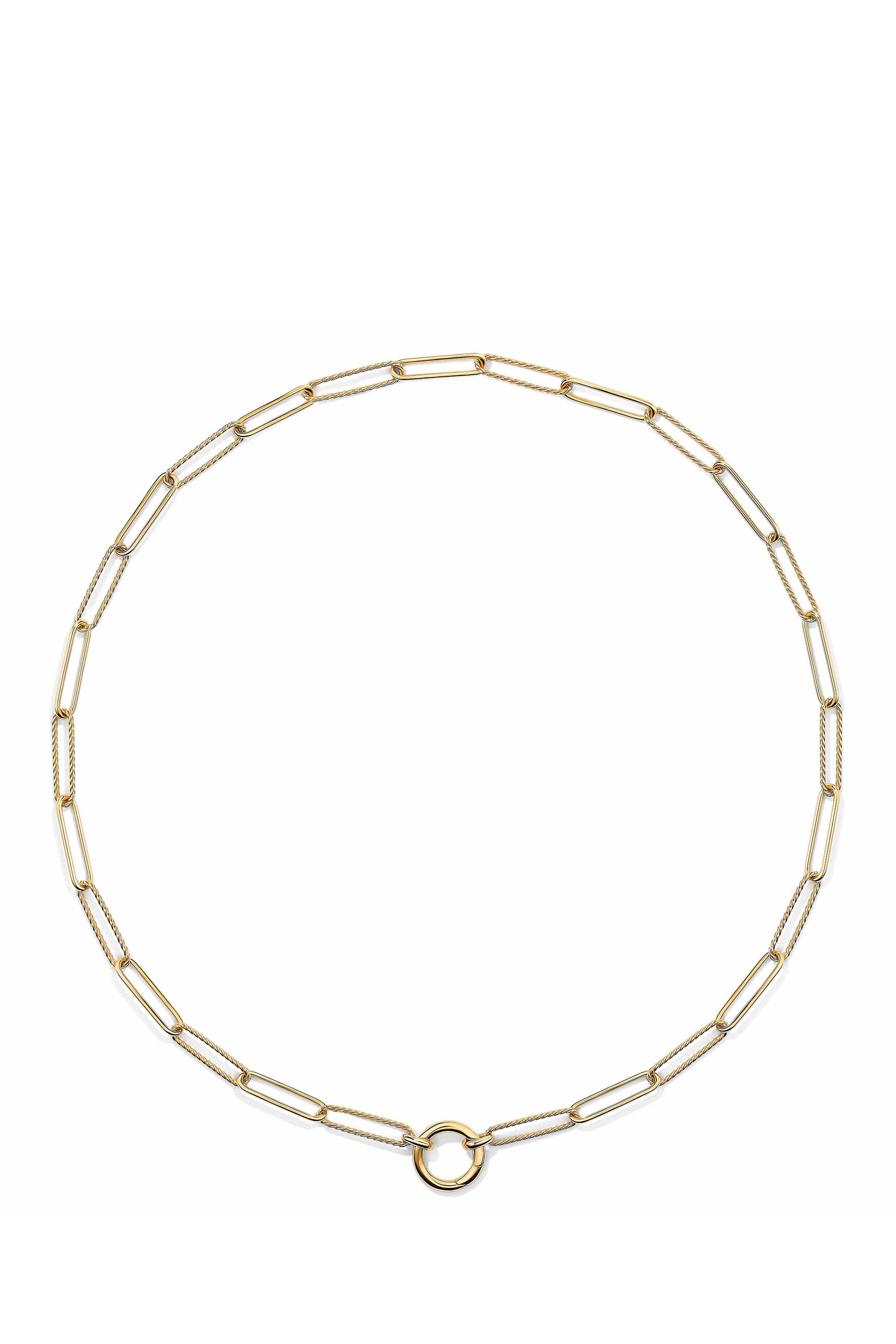 Madison Elongated Chain Necklace, 18K Yellow Gold