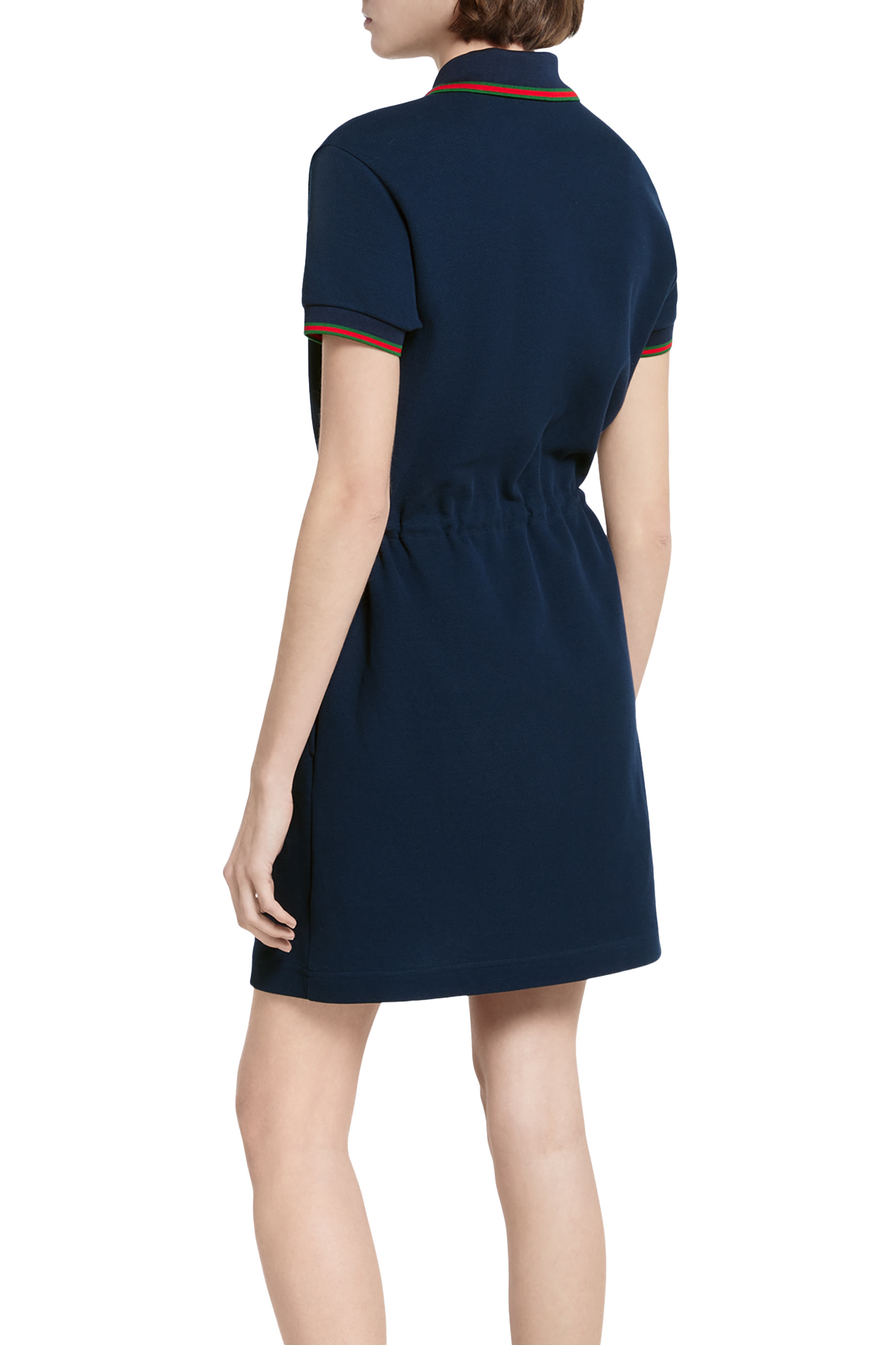 Logo Web Cotton Piquet Polo Dress 