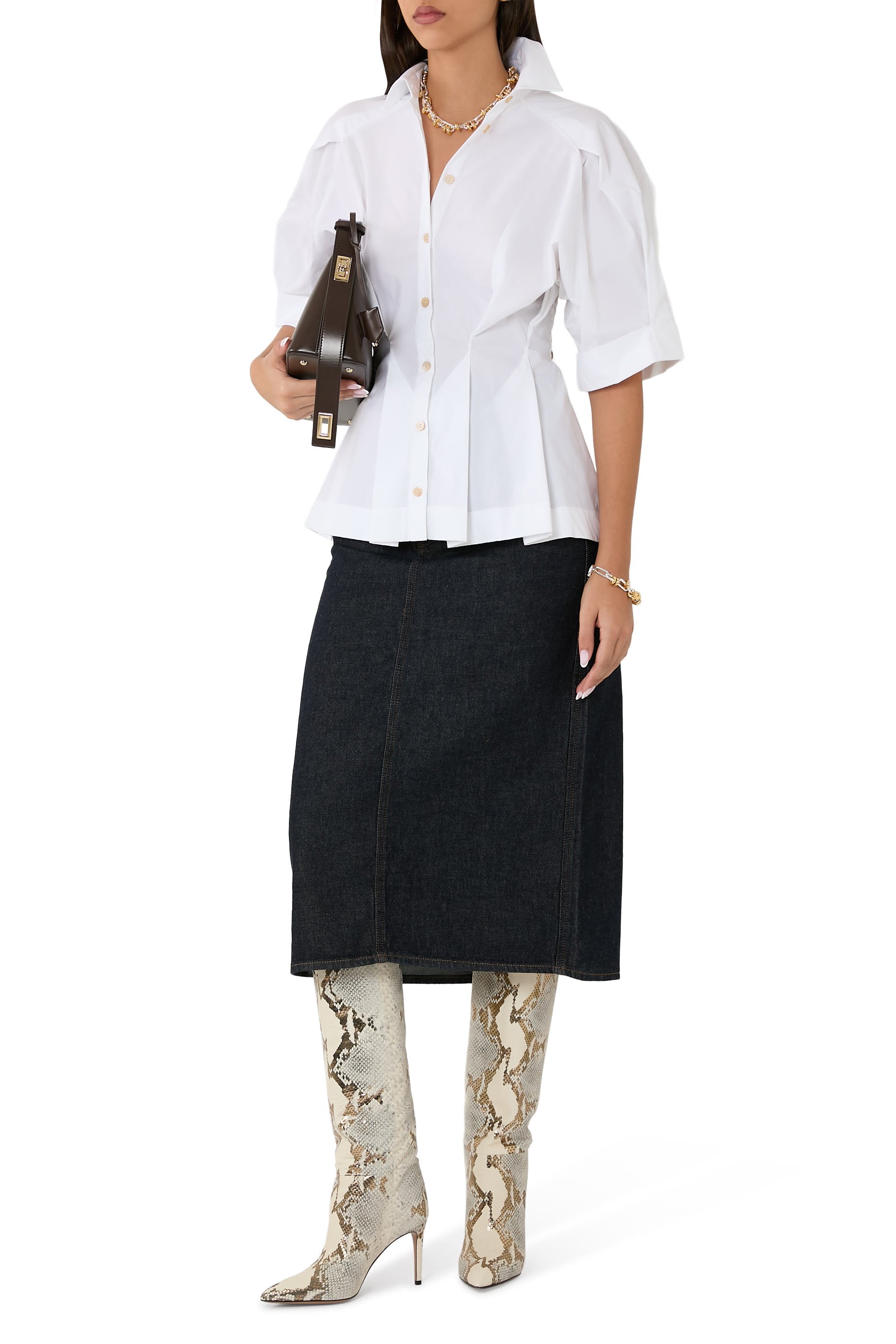 Gathered-Waist Cotton Shirt