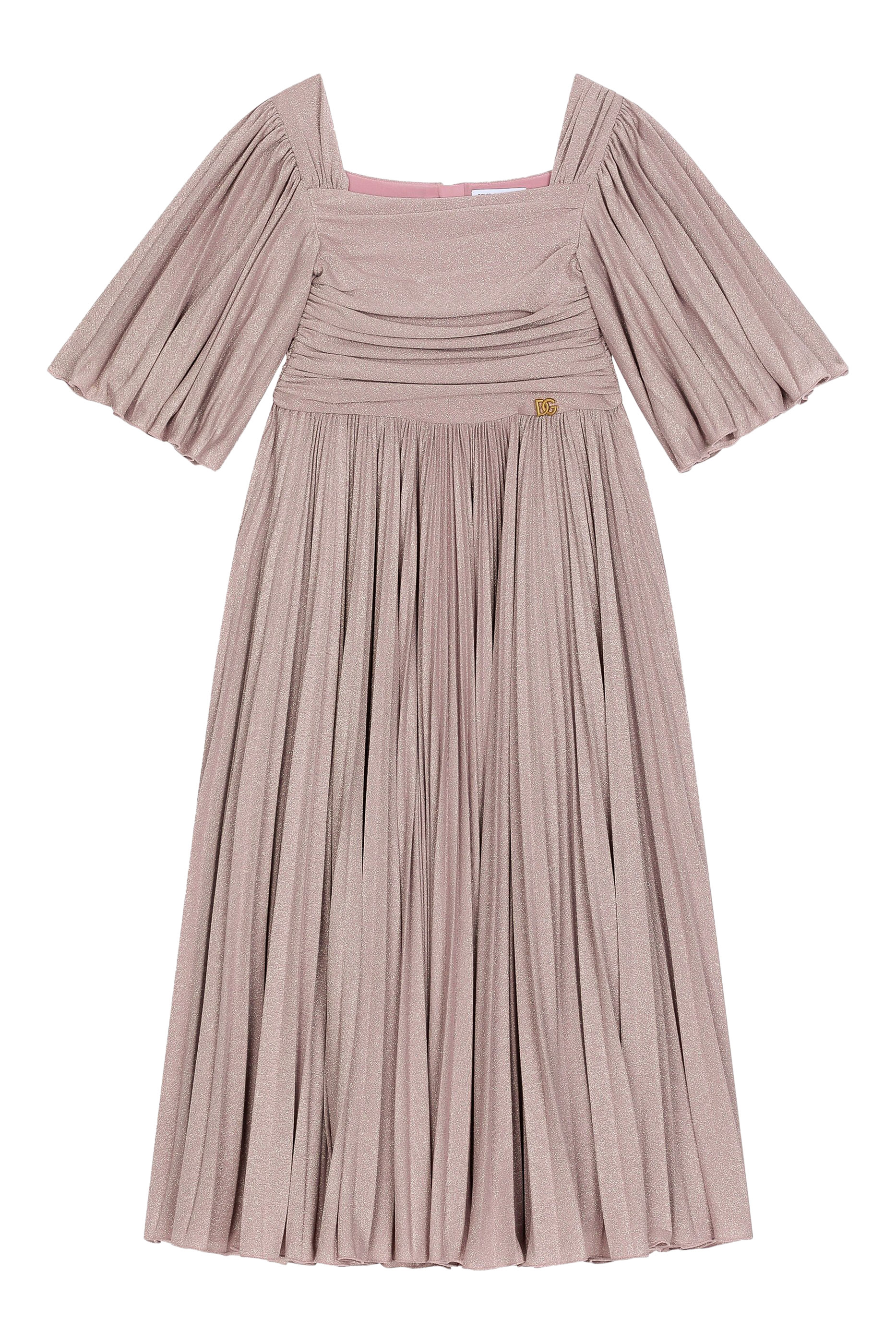 Kids Pleated Lurex Dress