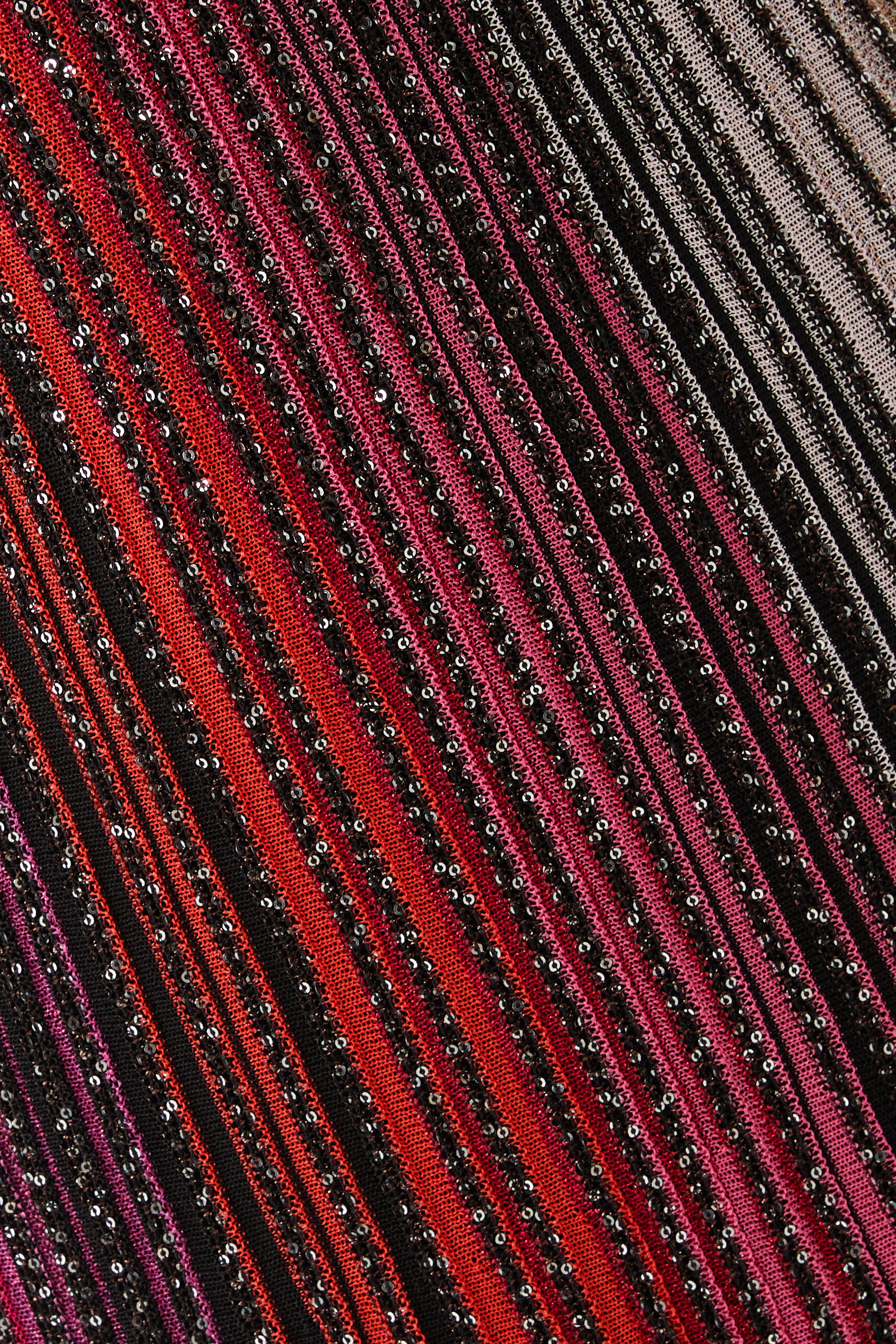 Long Striped Dress with Sequins and Neck Fastening