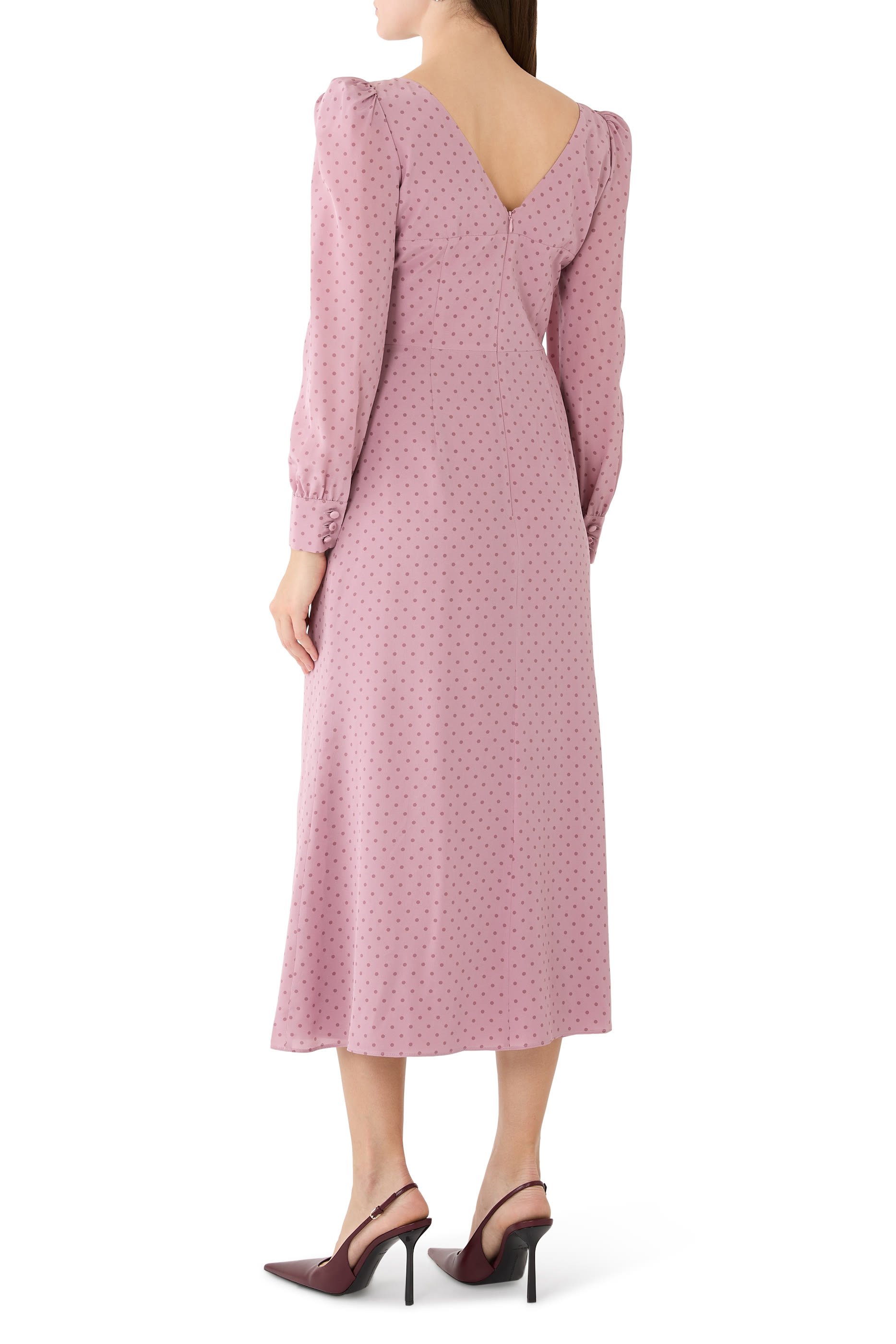 Polka Dot Ruffles Midi Dress