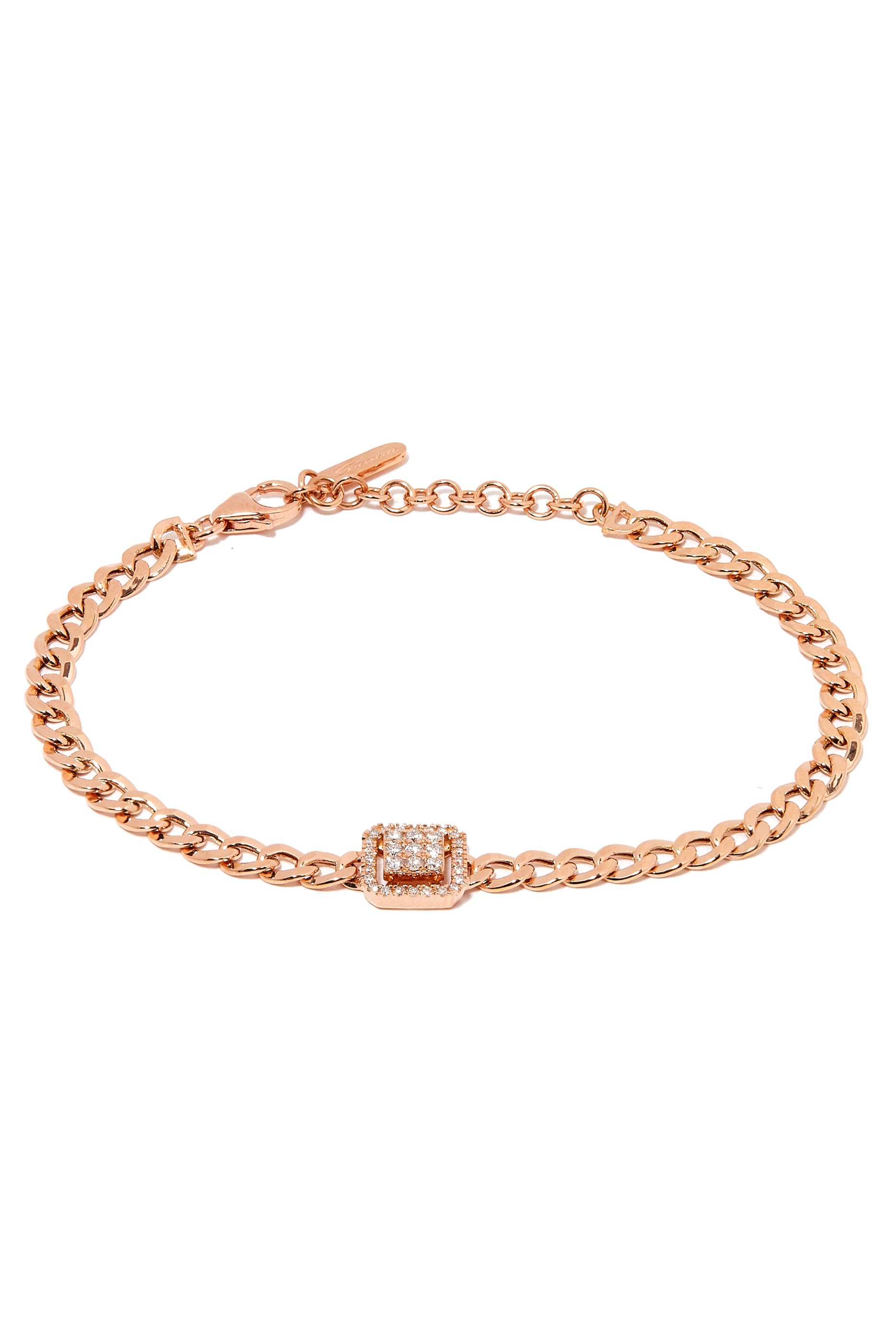 Quwa One Square Bracelet, 18K Rose Gold & Diamonds