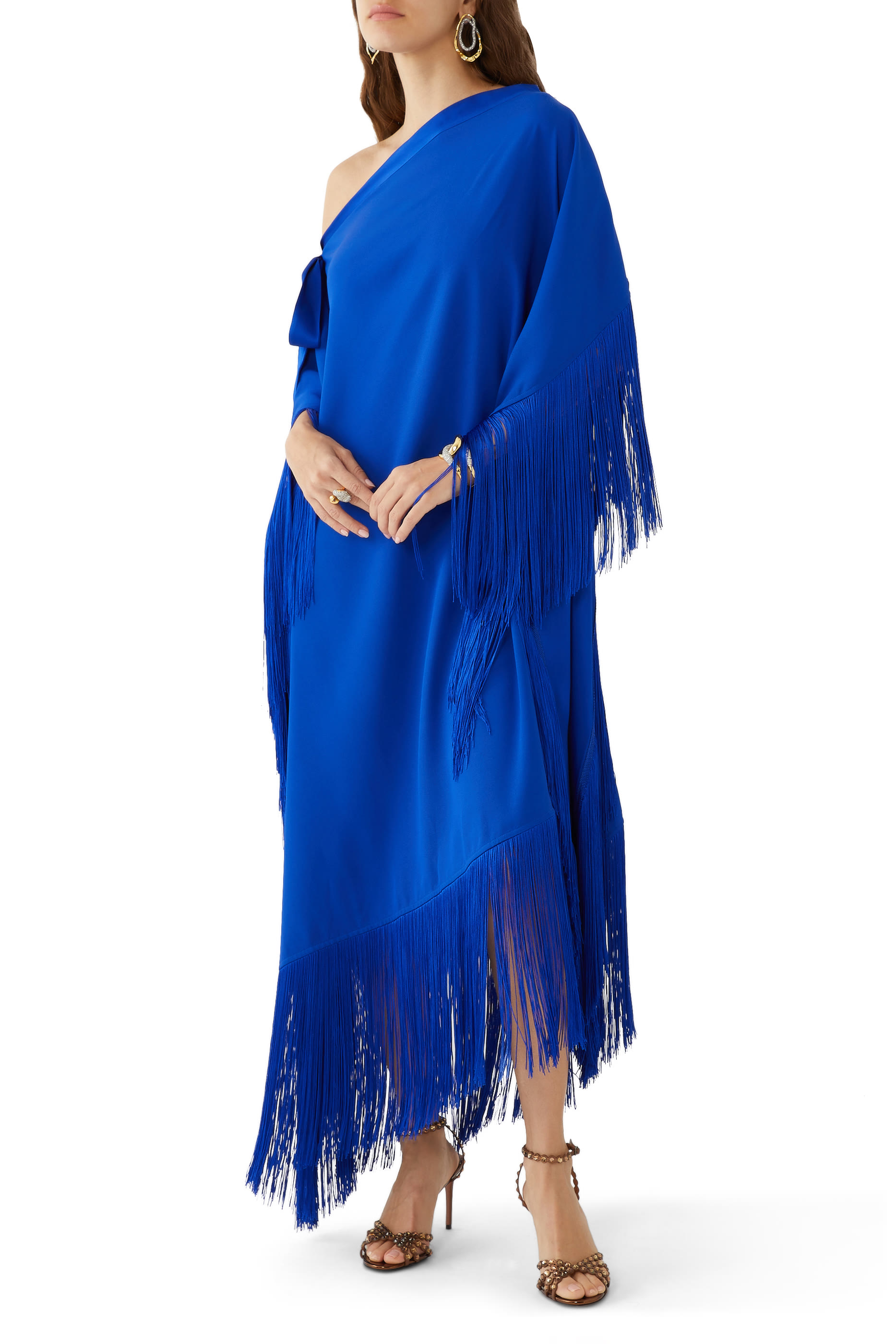 Aarons One Shoulder Fringed Kaftan