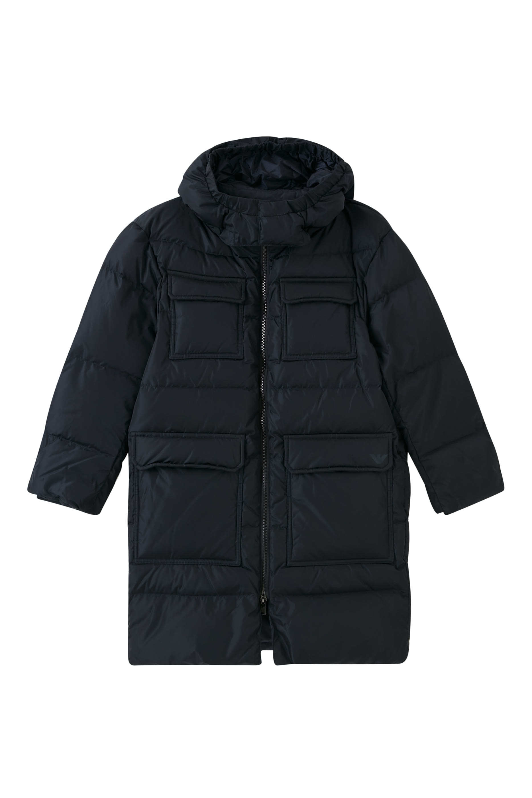 Kids Quilted-Nylon Puffer Jacket with Recycled Down and Logo Print