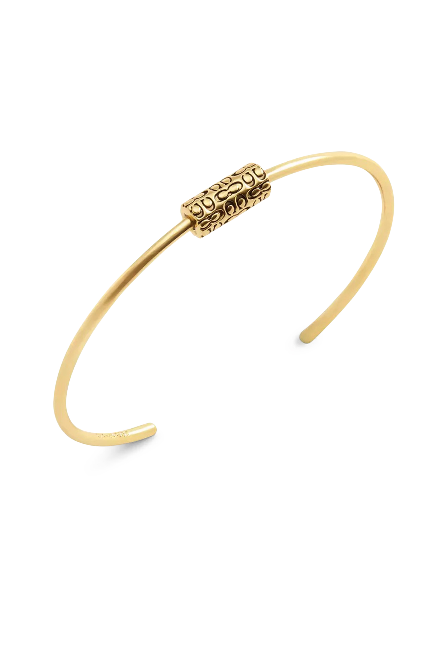 Quilted Cube Open Cuff Bangle, Plated Brass