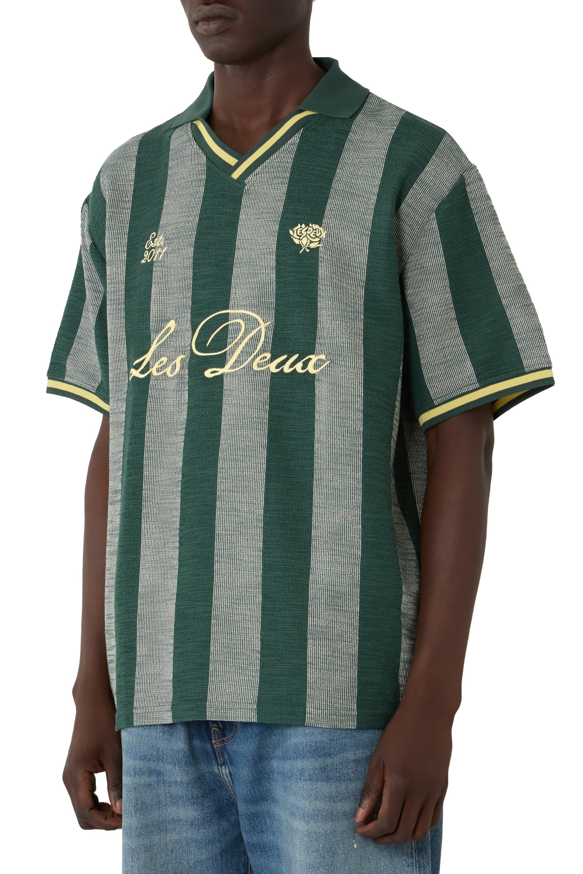 Stripe Jacquard Football Jersey T-Shirt 