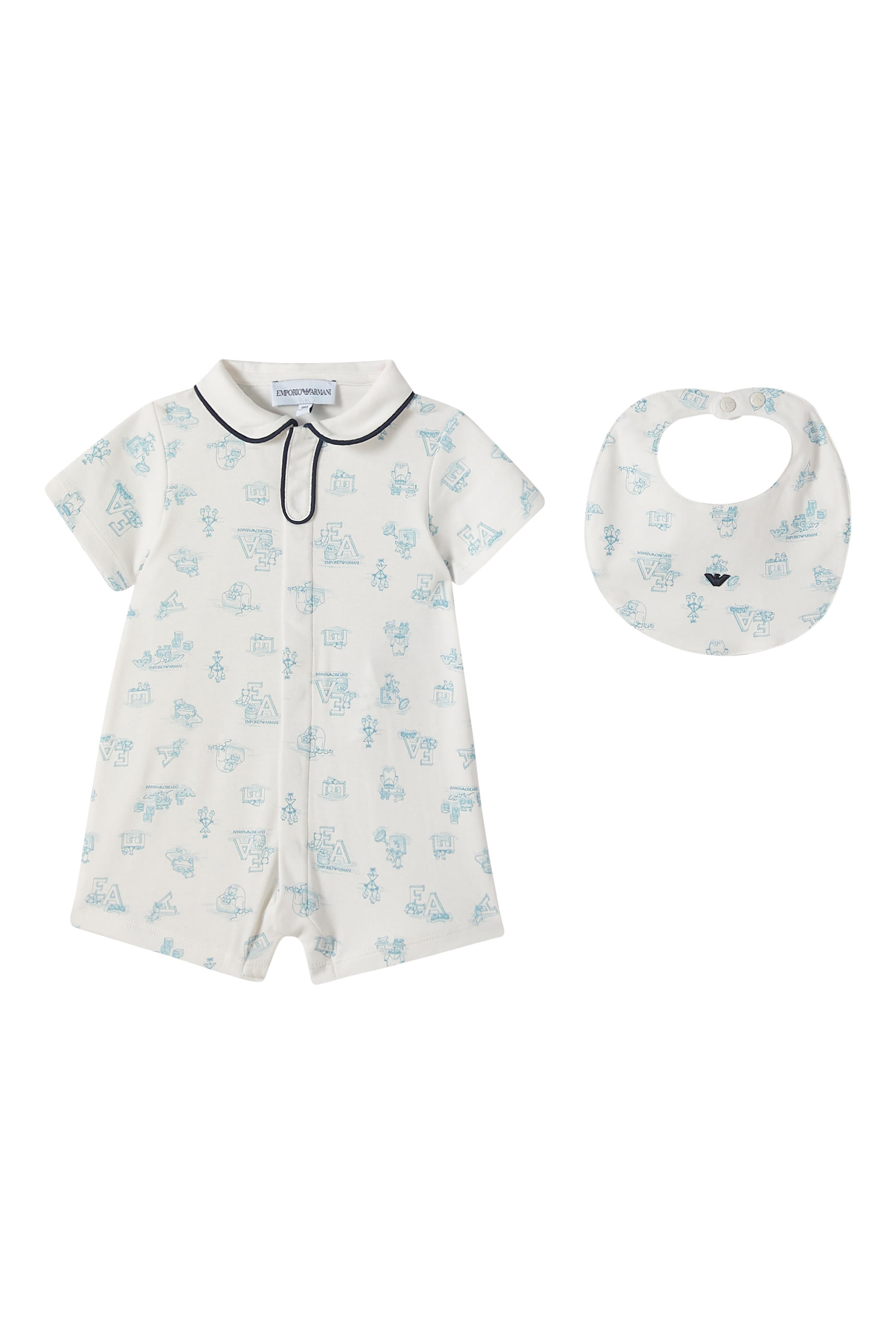 Kids Printed Jumpsuit & Bib Set 