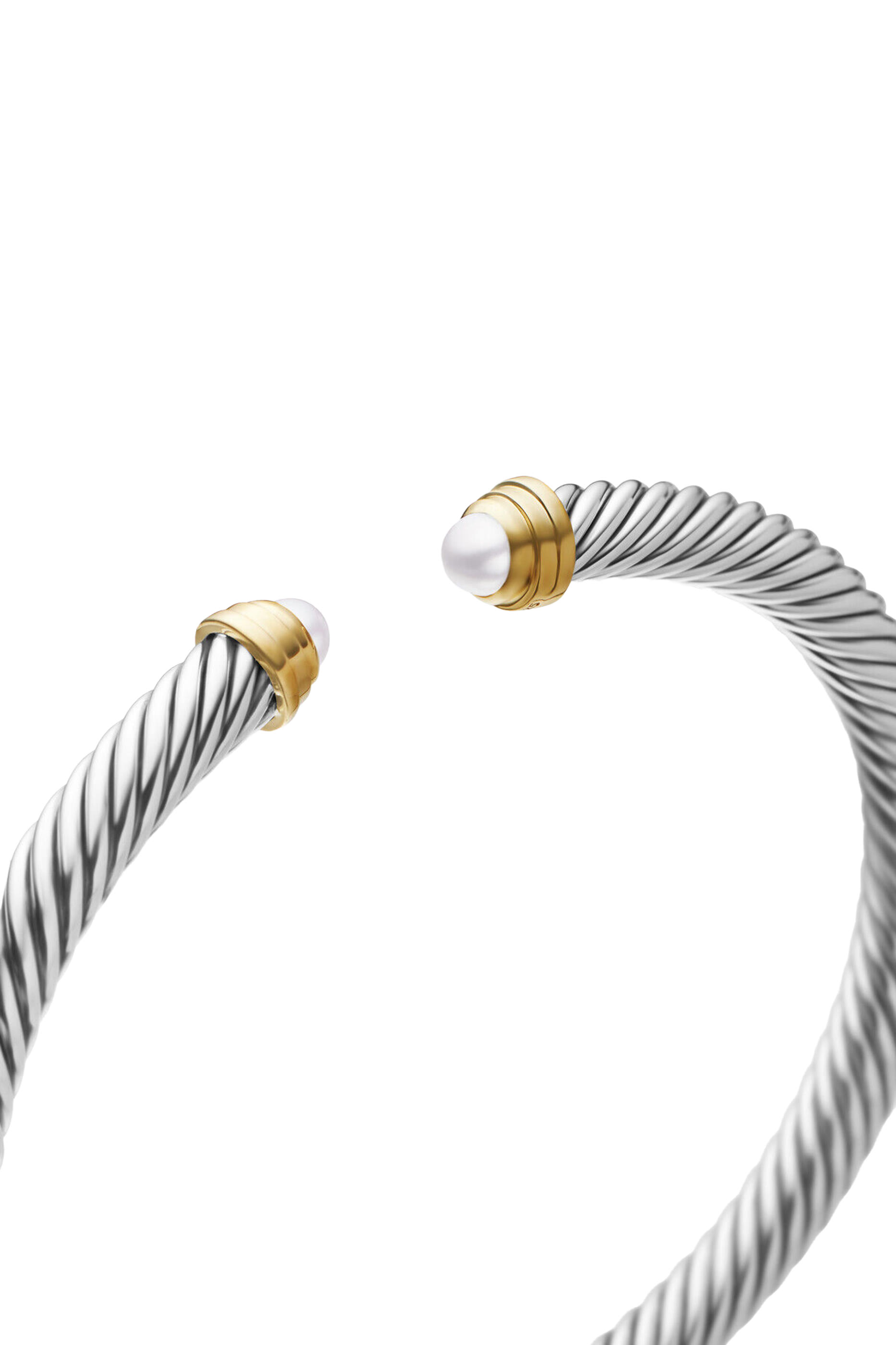 Classic Cable Bracelet, Sterling Silver with 14k Yellow Gold and Pearls