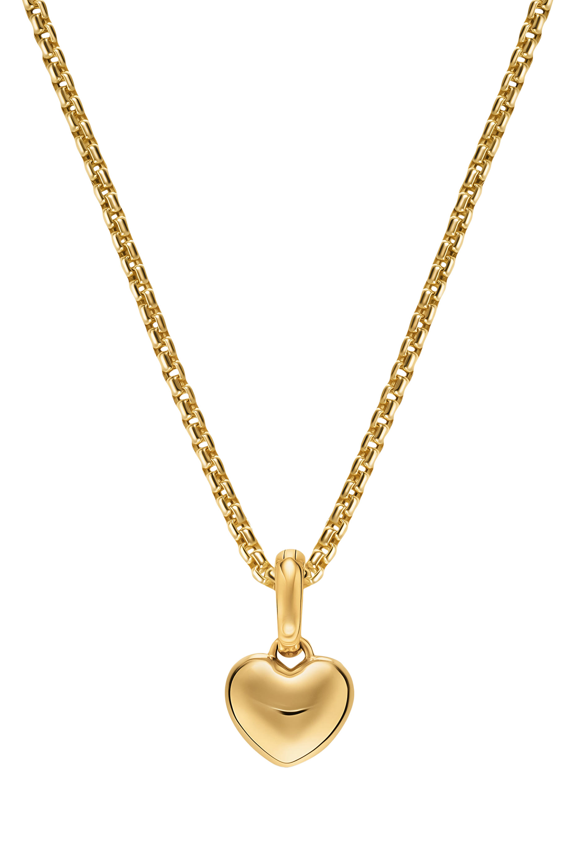Petite Puffy Cable Heart Amulet, 18K Yellow Gold