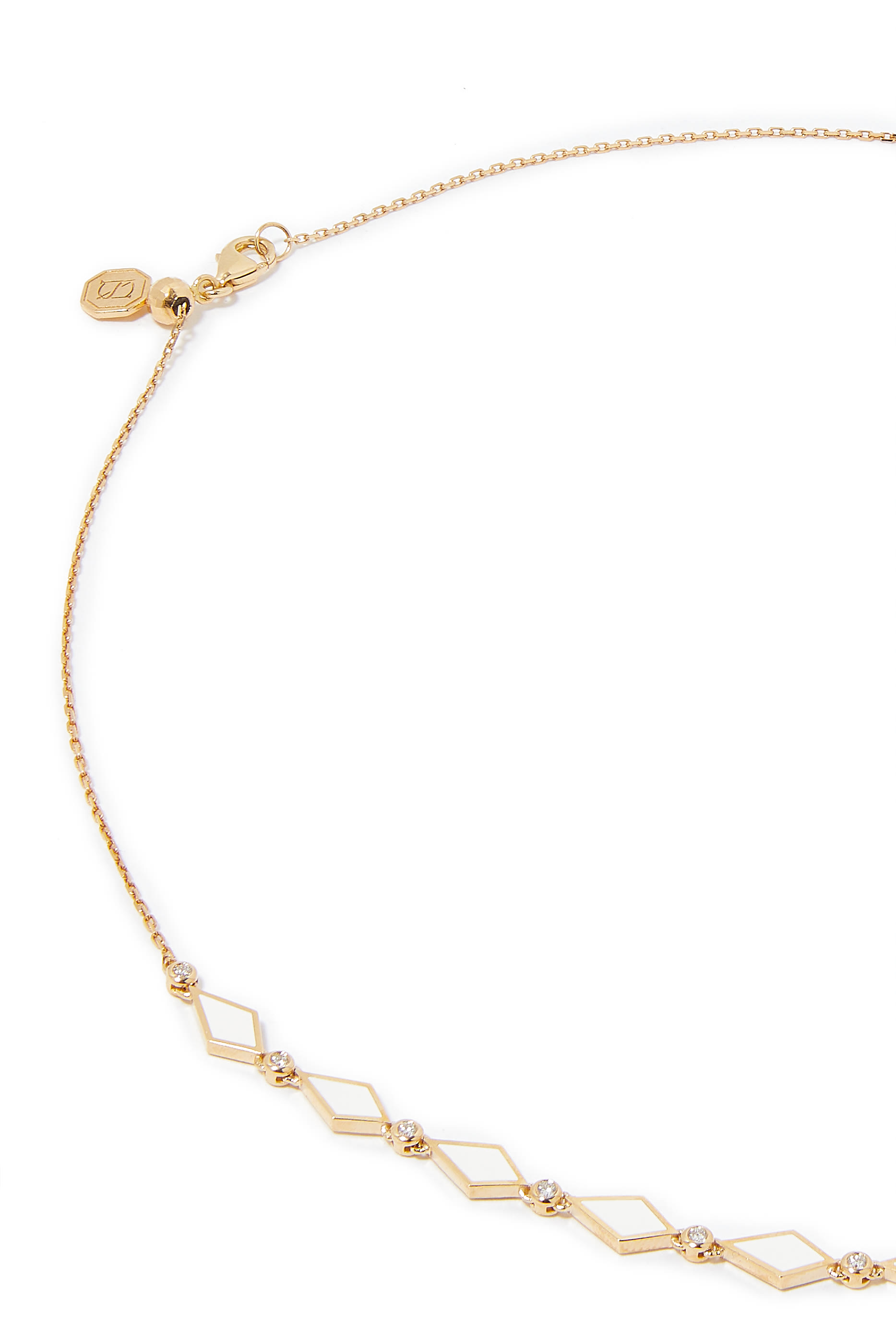 Morocco Mosaic Necklace, 18k Yellow Gold & Diamonds, Enamel