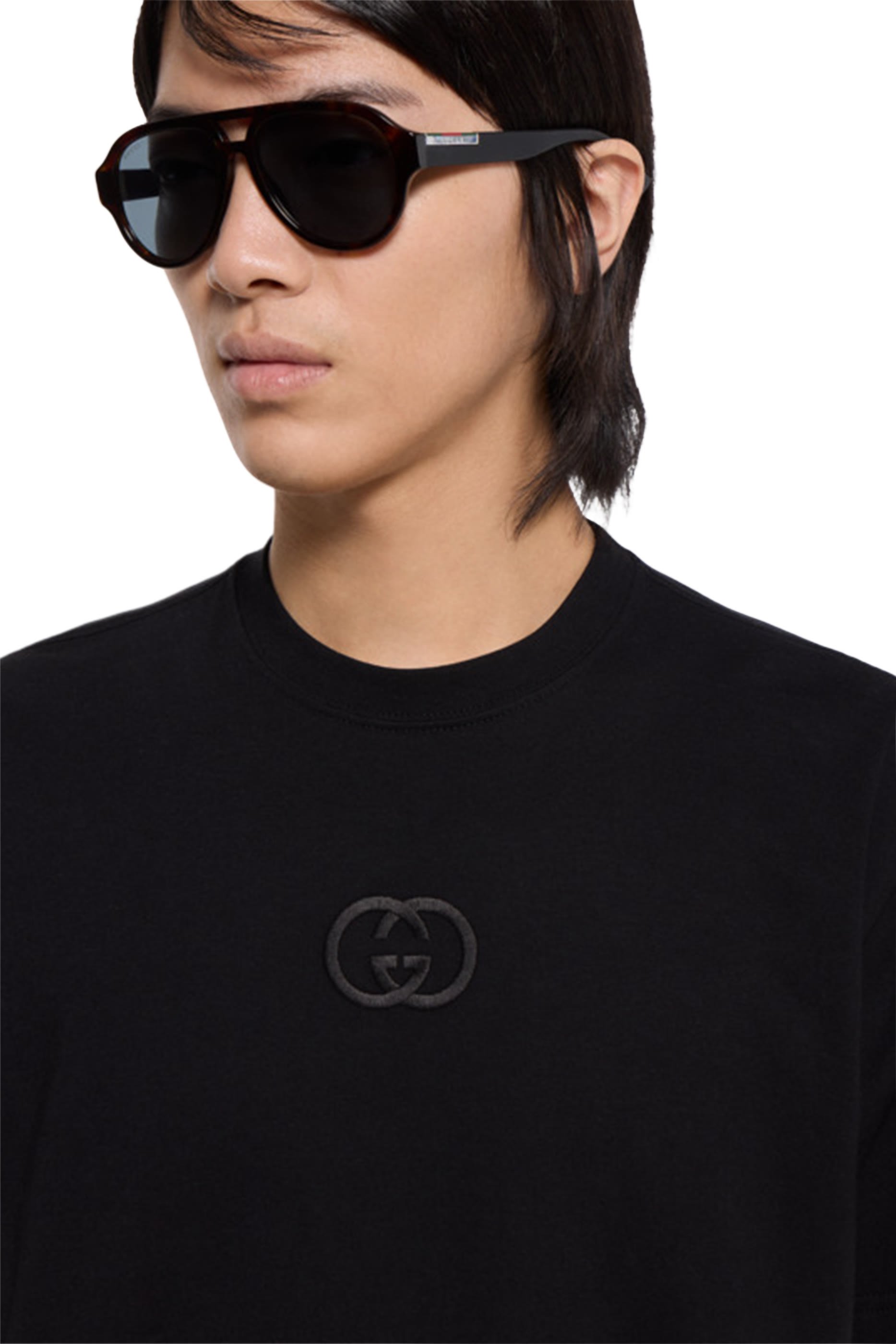 Cotton Jersey T-Shirt with Interlocking G Embroidery