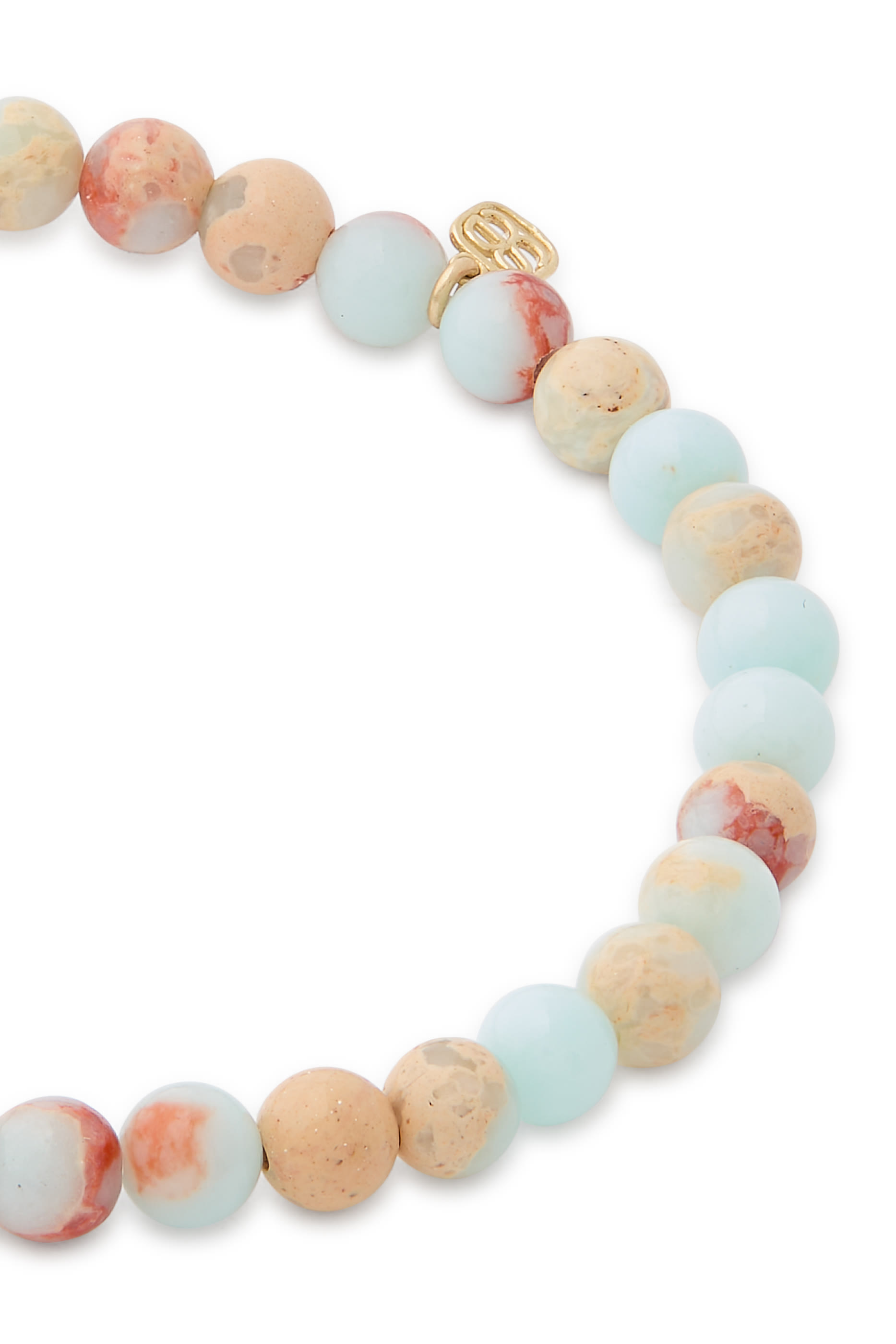 Kids Mini Heart on Impression Jasper Bracelet, 14k Yellow Gold & Diamonds