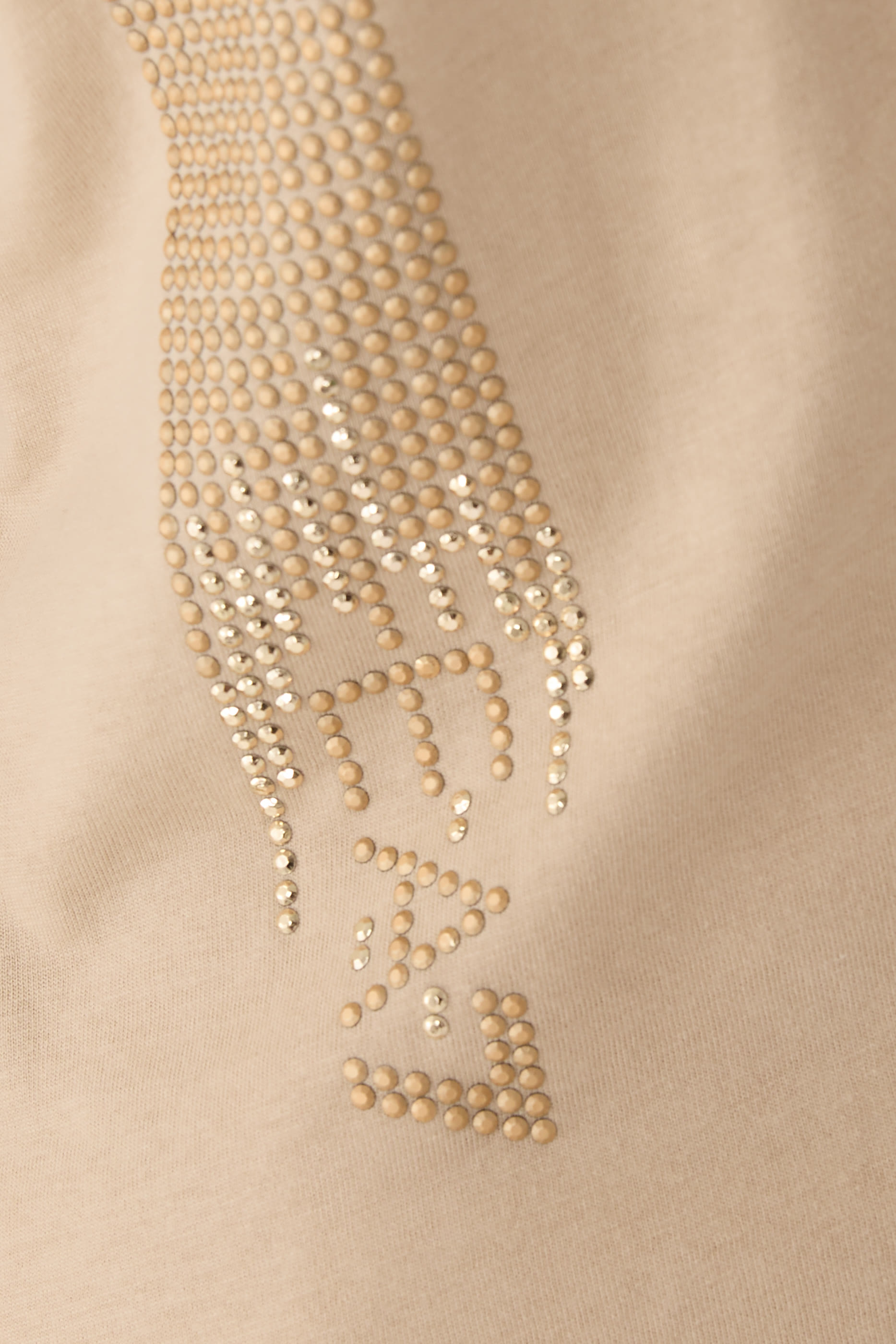 Rhinestone Embellished Logo Cotton T-Shirt