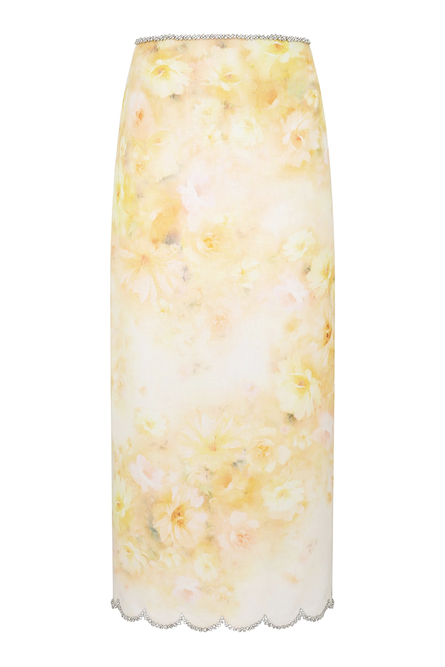 Crush Scalloped Midi Skirt