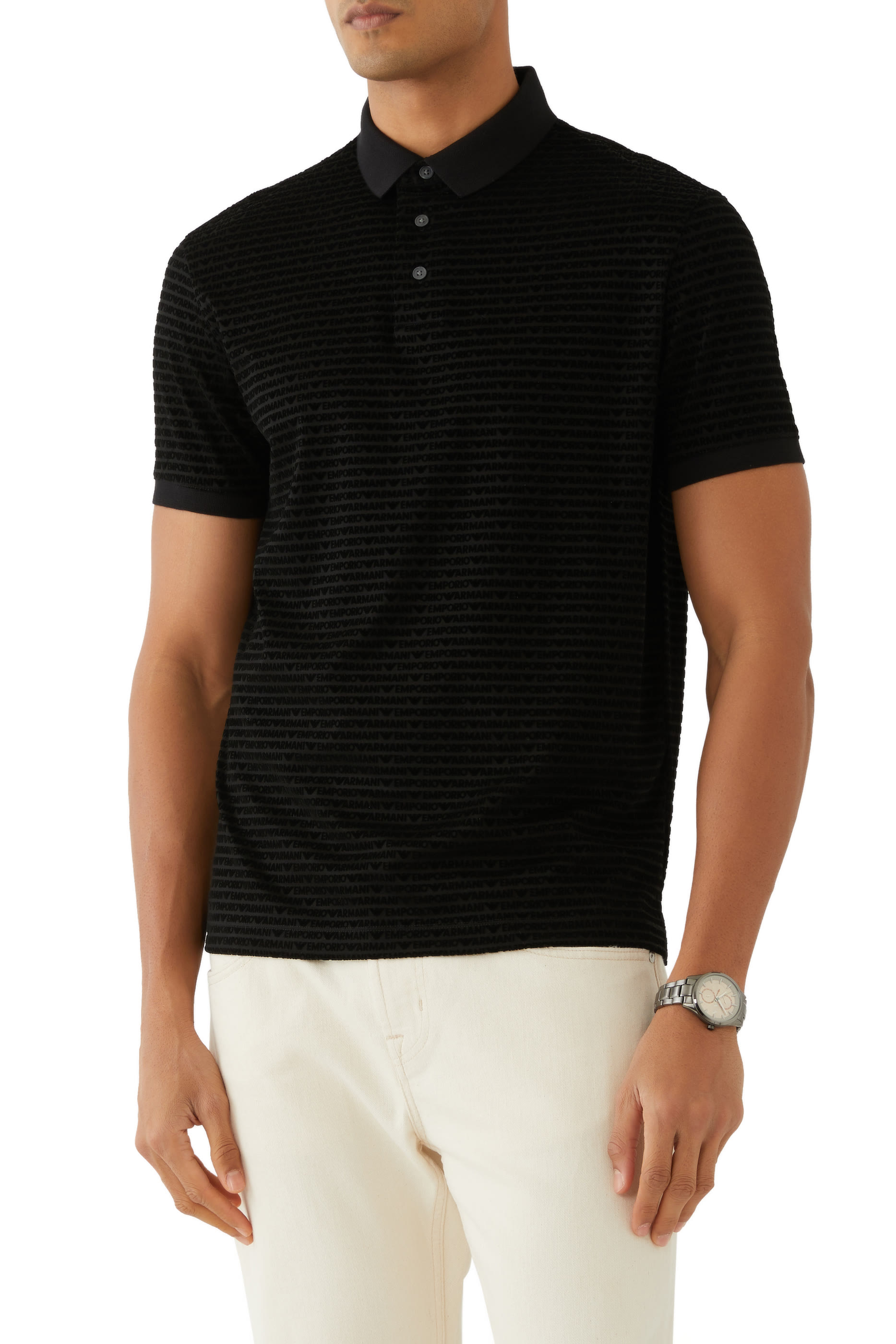 All-Over Flock Logo Lettering T-Shirt