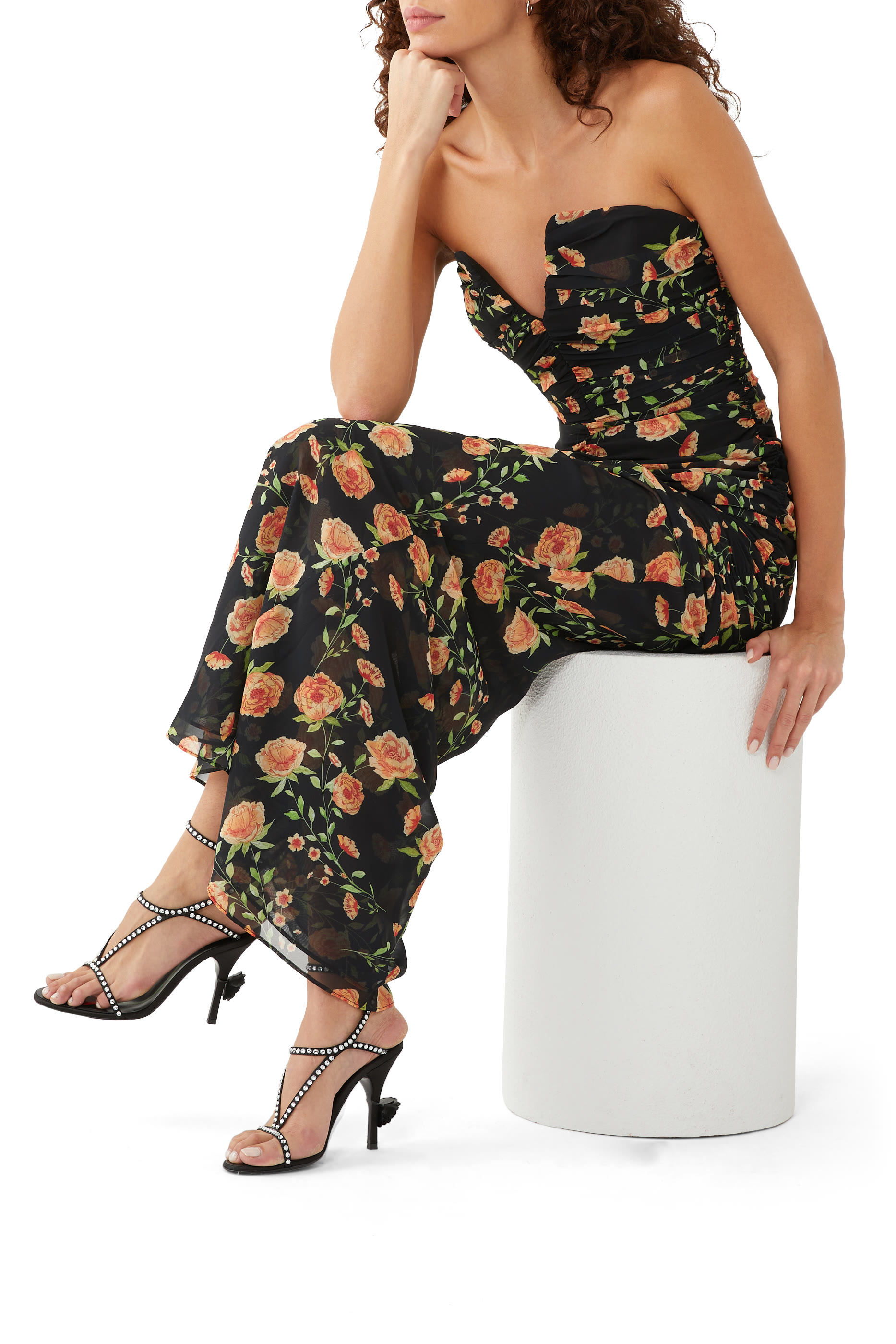 Crystal Embellished 100 Satin Sandals