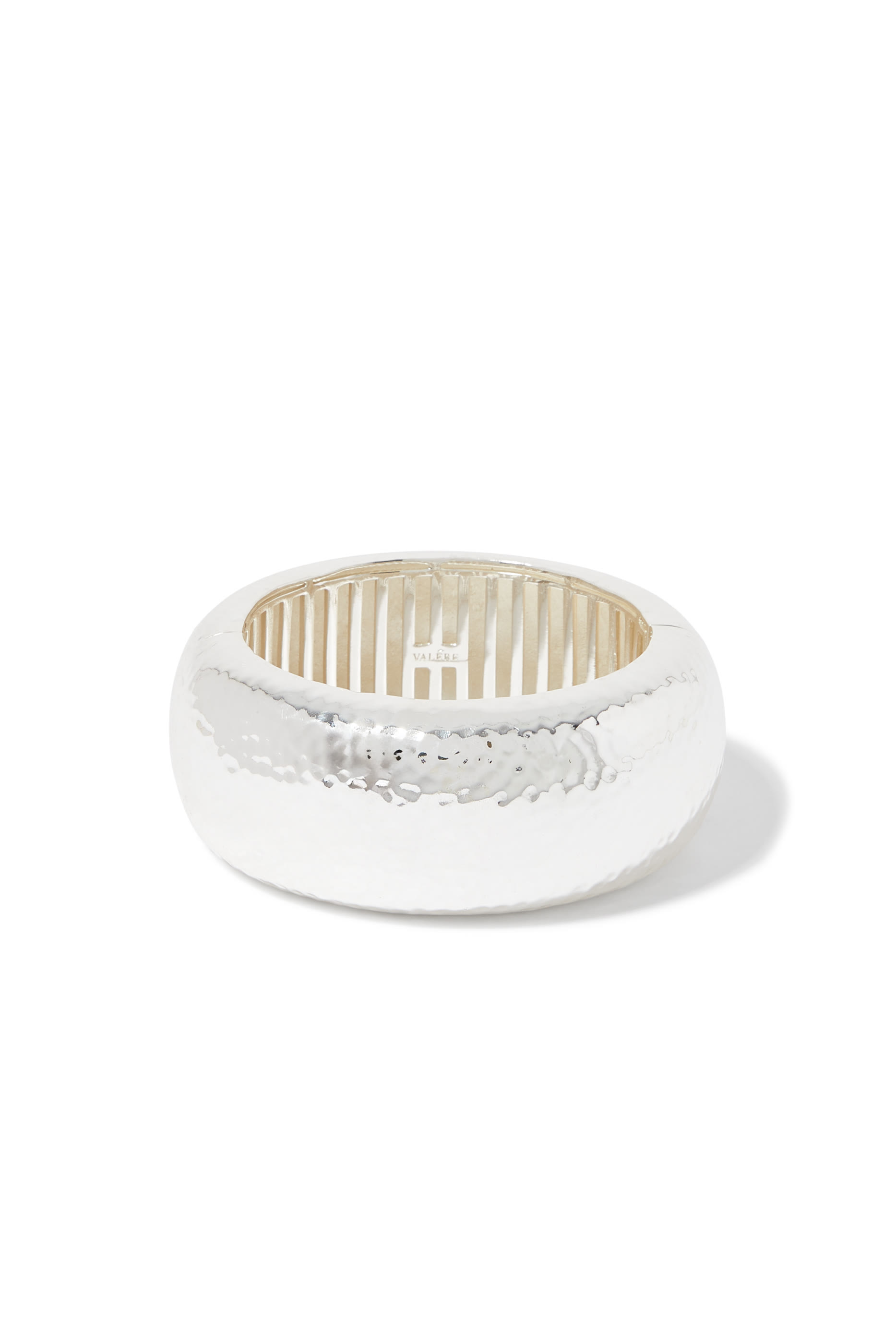 Domed Large Bangle , Silver Plated Brass