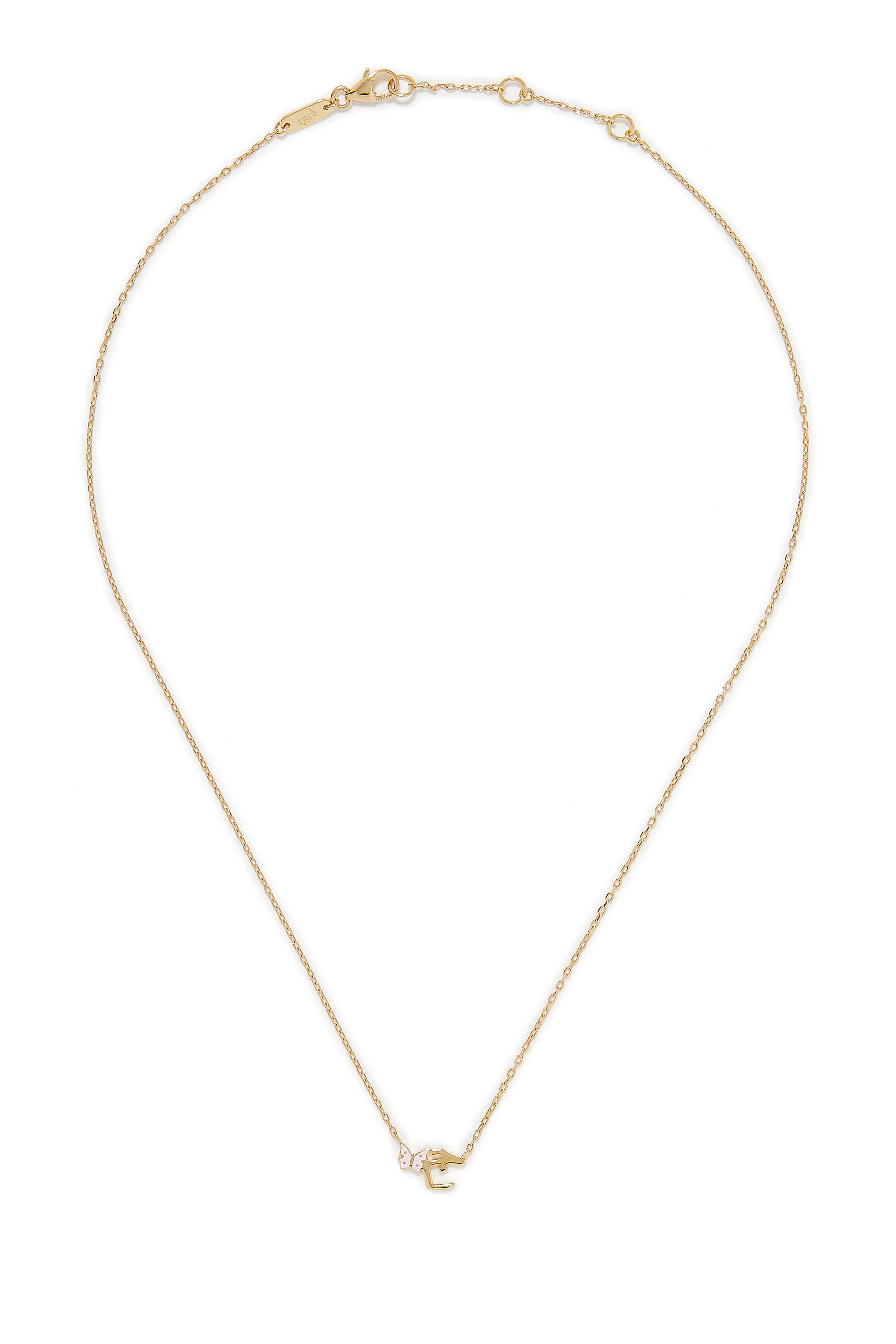 Kids Butterfly Arabic Letter Jeem Pendant Necklace, 18k Yellow Gold With Enamel